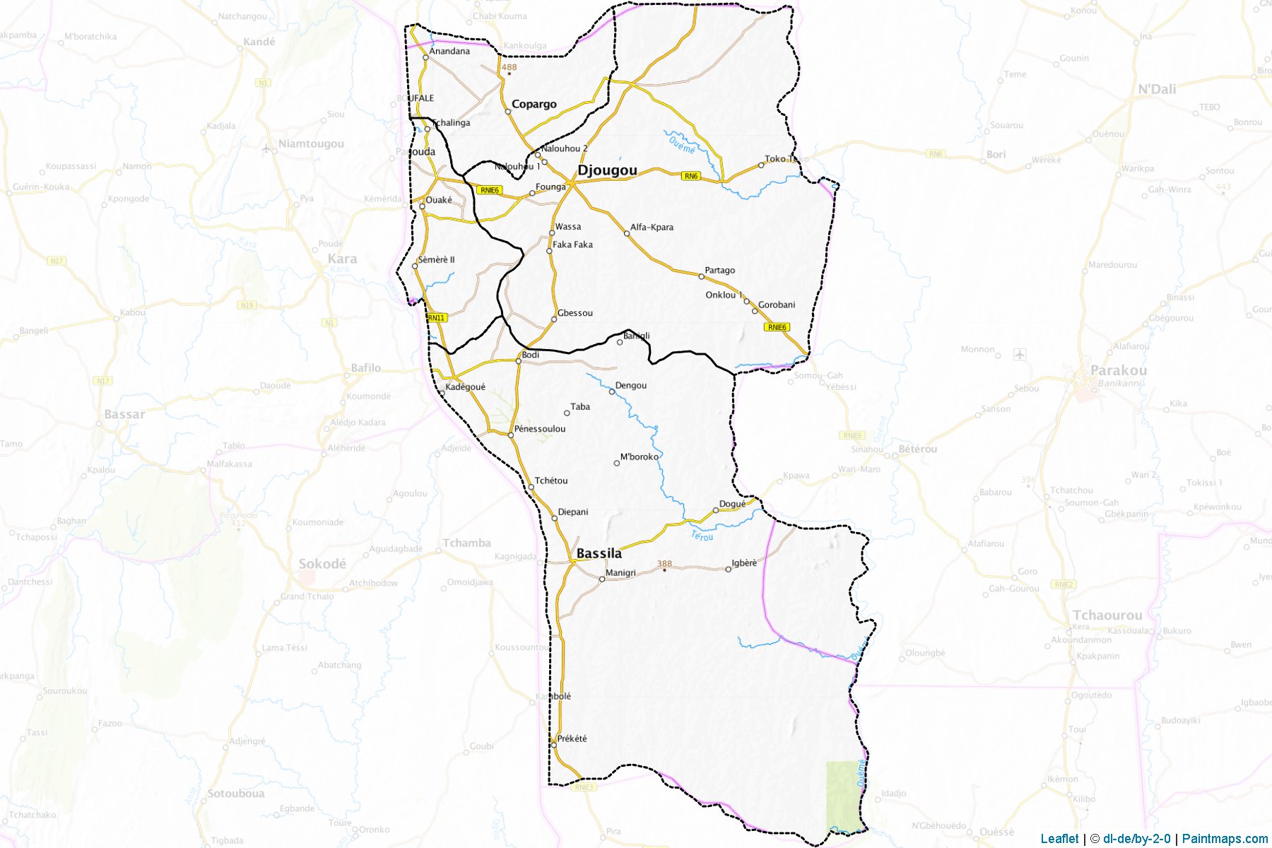 Donga Department (Benin) Map Cropping Samples-1