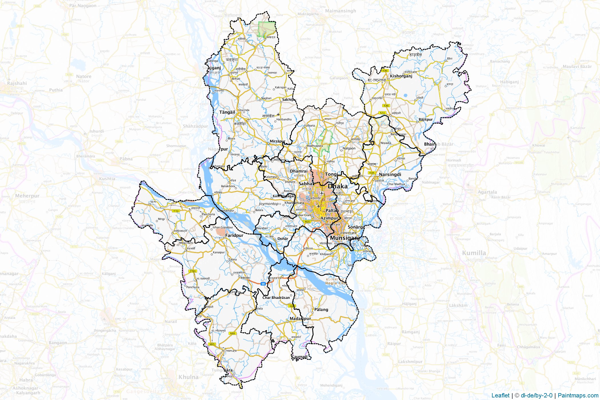 Muestras de recorte de mapas Dhaka (Bangladesh)-1