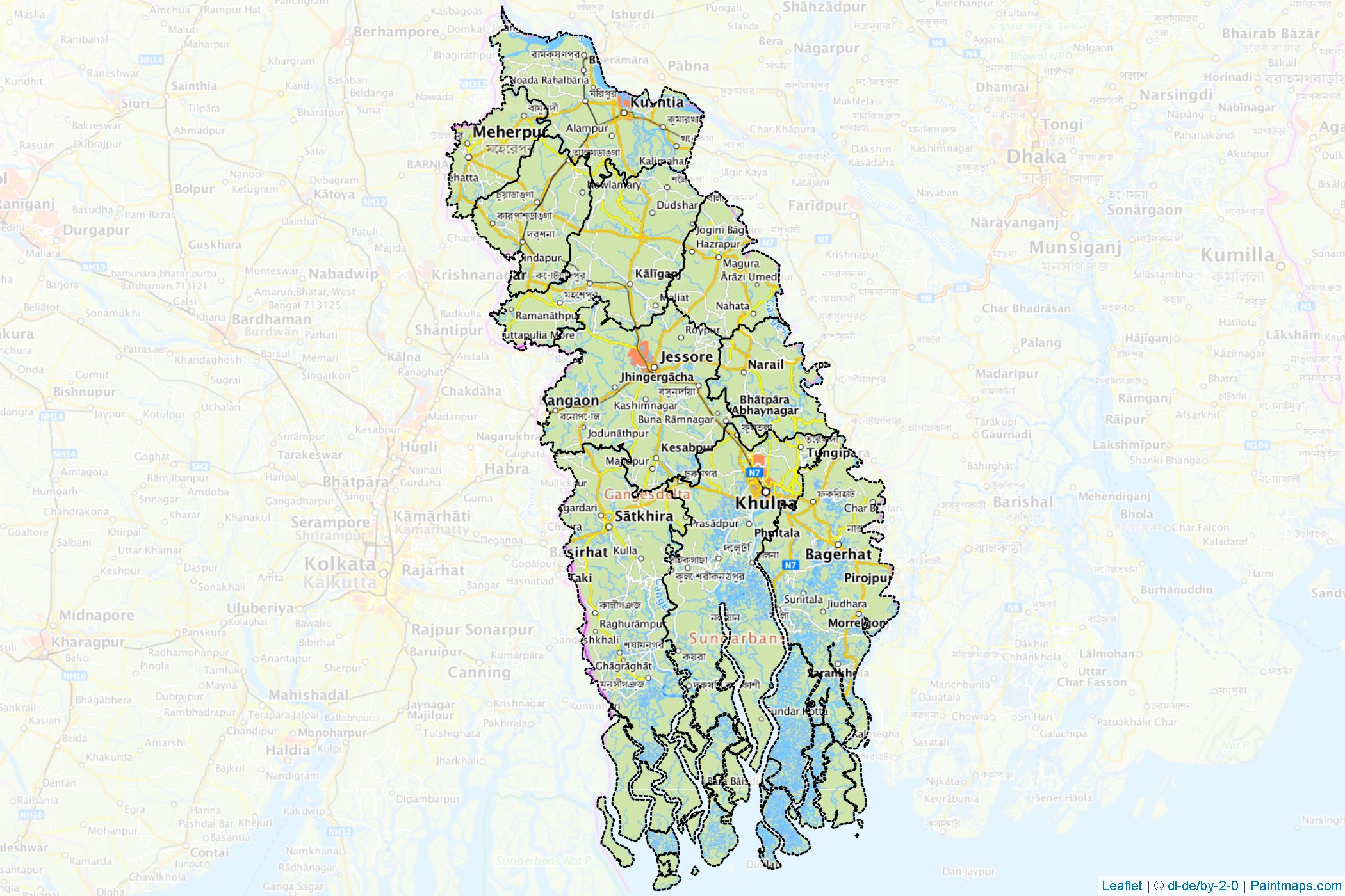 Khulna (Bangladesh) Map Cropping Samples-1