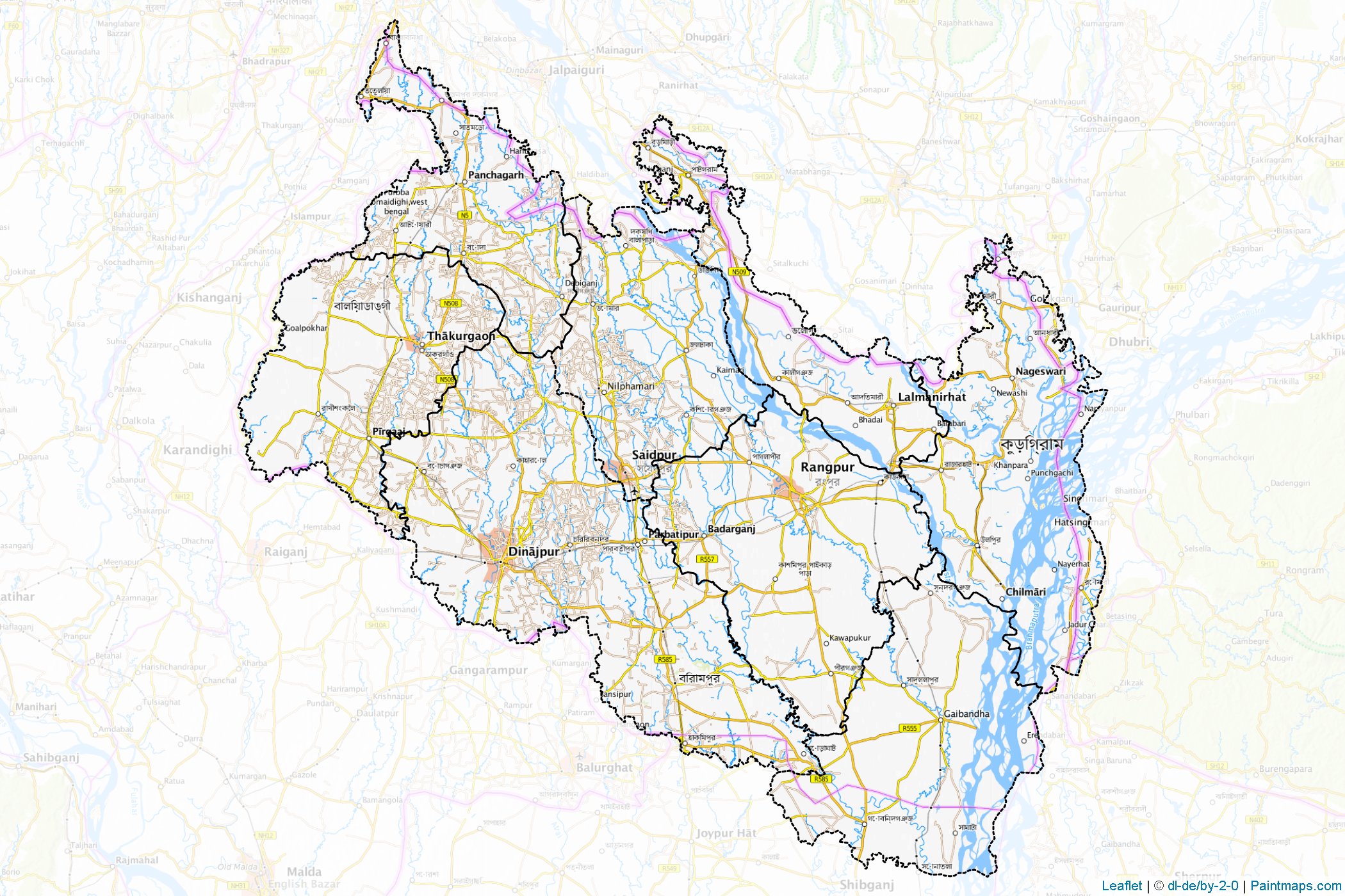 Muestras de recorte de mapas Rangpur (Bangladesh)-1