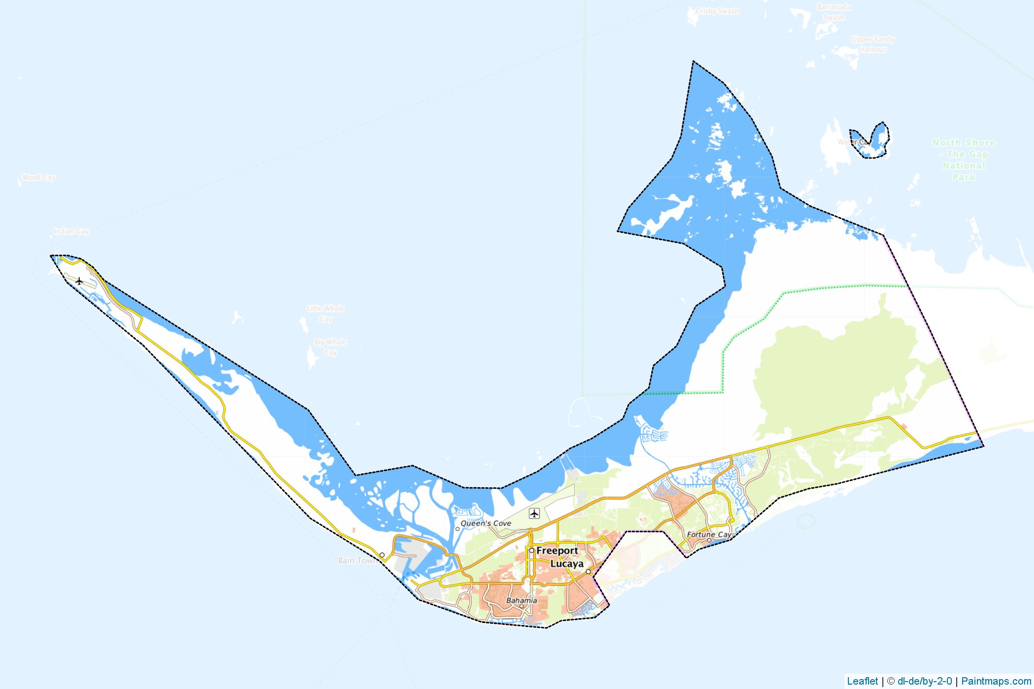 Muestras de recorte de mapas West Grand Bahama (Bahamas)-1