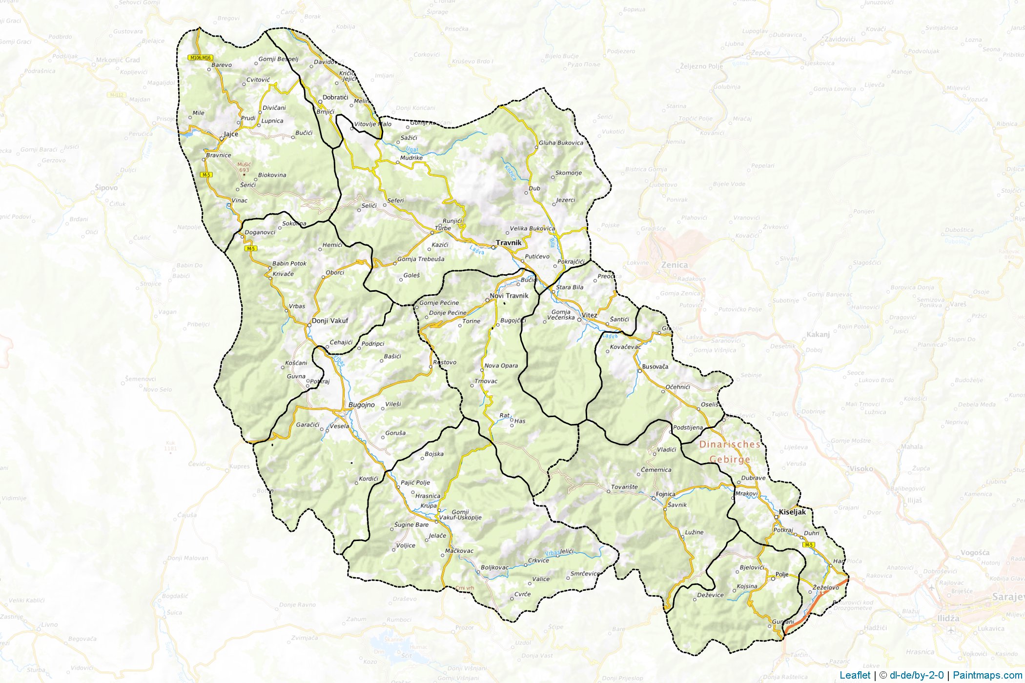 Merkez Bosna Kantonu (Bosna-Hersek) Haritası Örnekleri-1