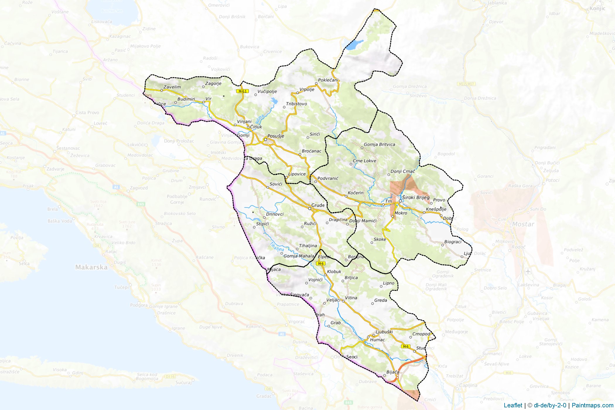 West Herzegovina (Bosnia and Herzegovina) Map Cropping Samples-1