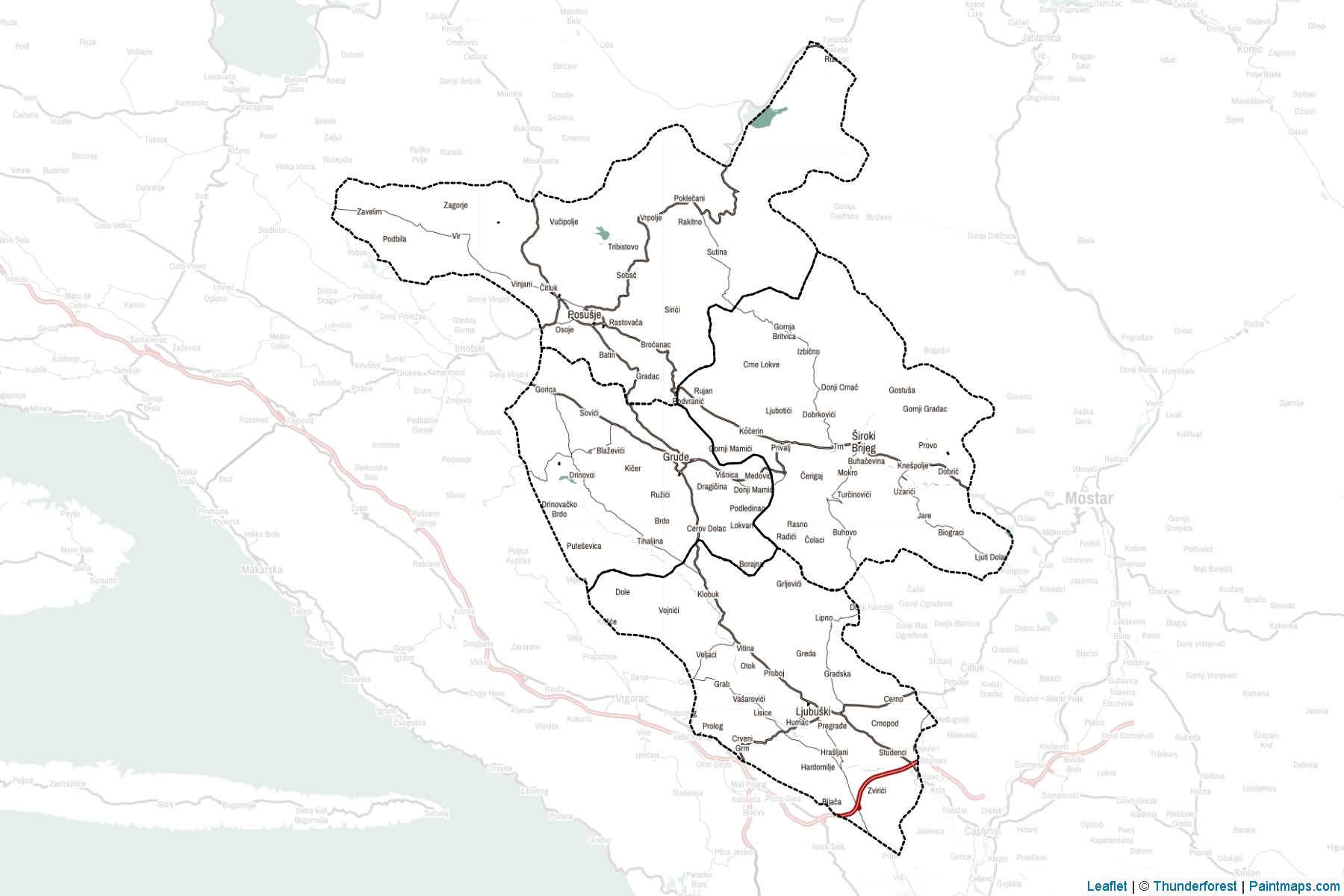 West Herzegovina (Bosnia and Herzegovina) Map Cropping Samples-2