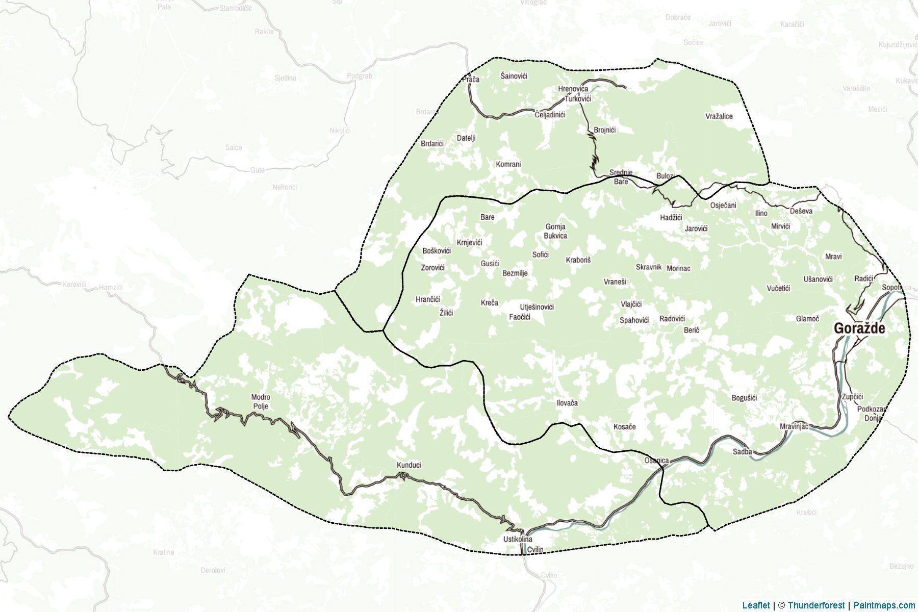 Bosna-Podrinje Kantonu (Bosna-Hersek) Haritası Örnekleri-2