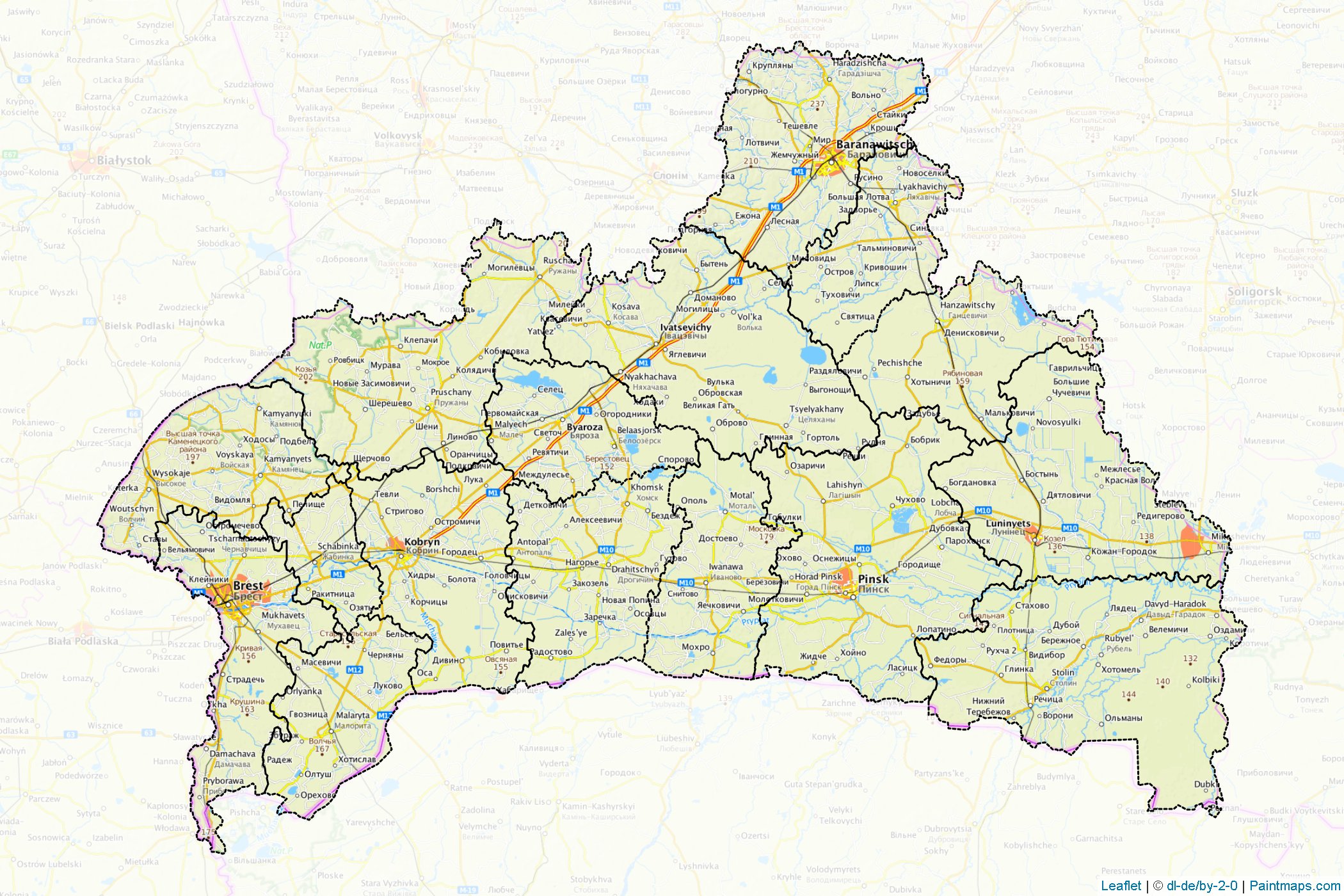 Brest Voblastı (Beyaz Rusya) Haritası Örnekleri-1