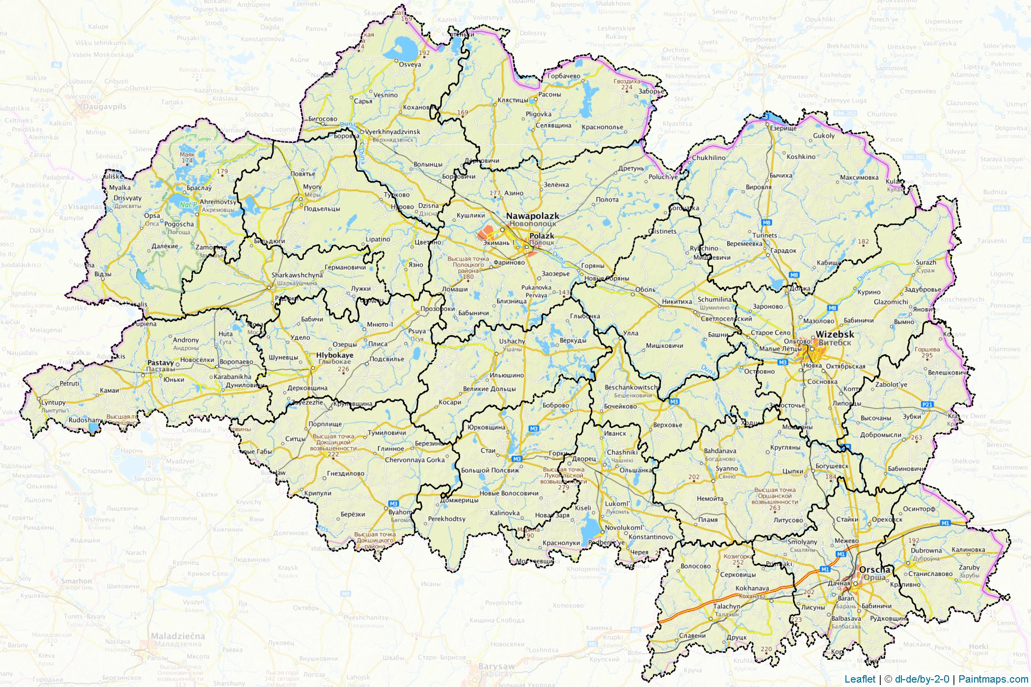 Vitsyebskaya Voblasts' (Belarus) Map Cropping Samples-1