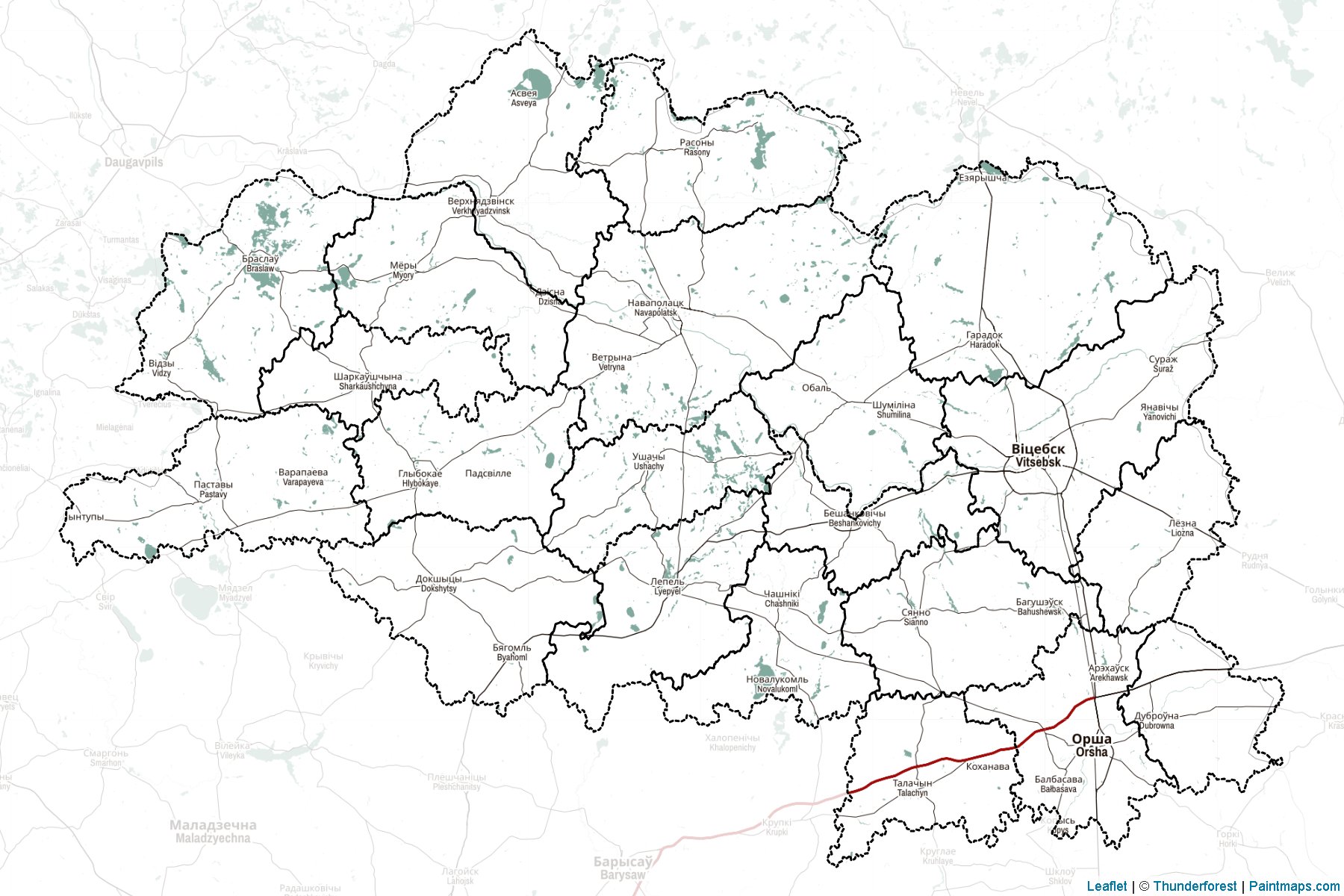 Vitsyebskaya Voblasts' (Belarus) Map Cropping Samples-2