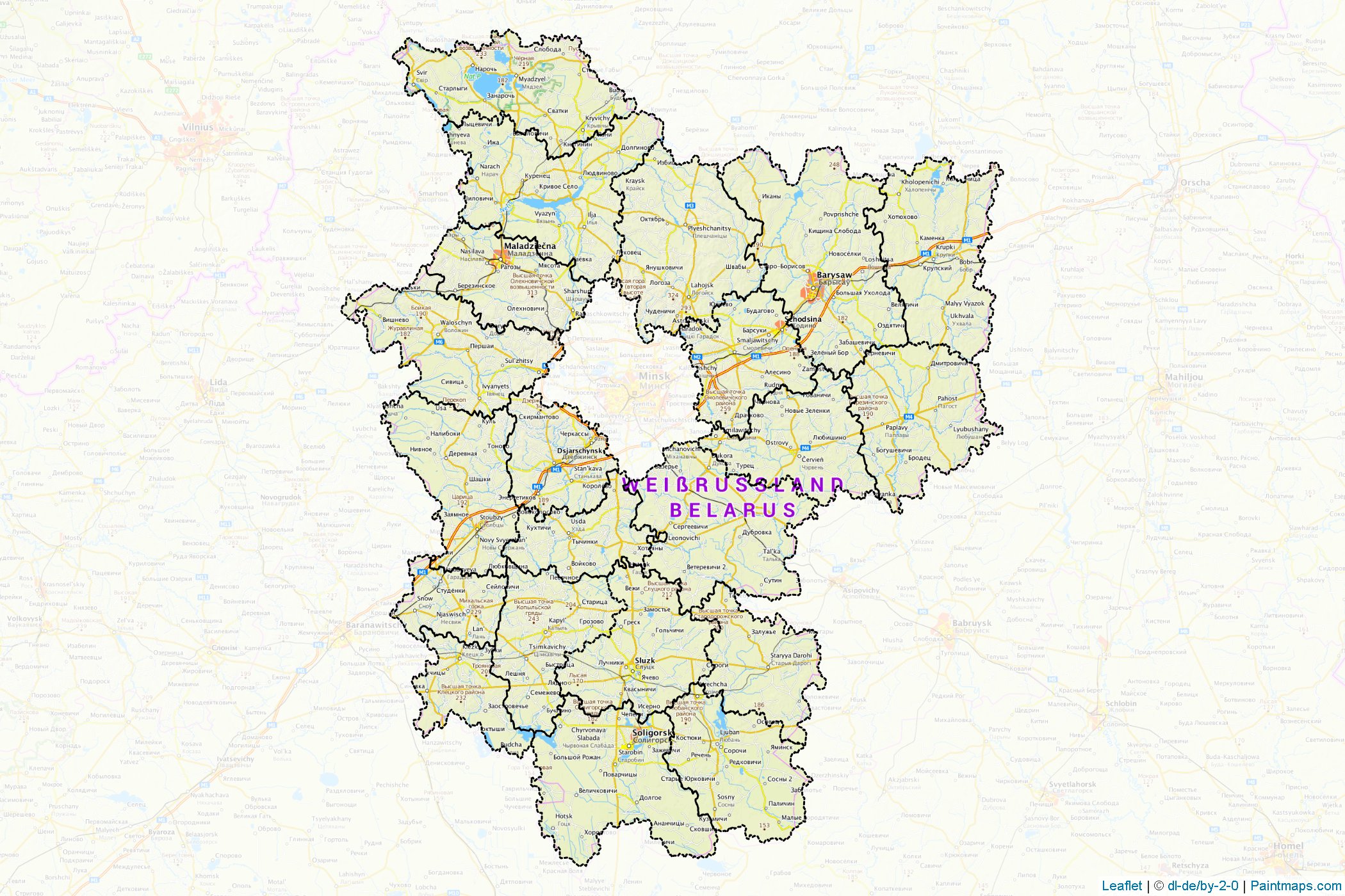 Minsk Voblastı (Beyaz Rusya) Haritası Örnekleri-1
