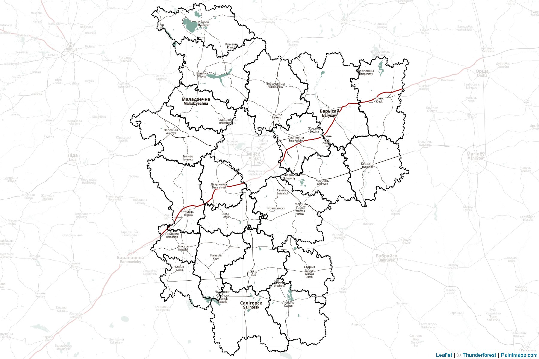 Minsk Voblastı (Beyaz Rusya) Haritası Örnekleri-2