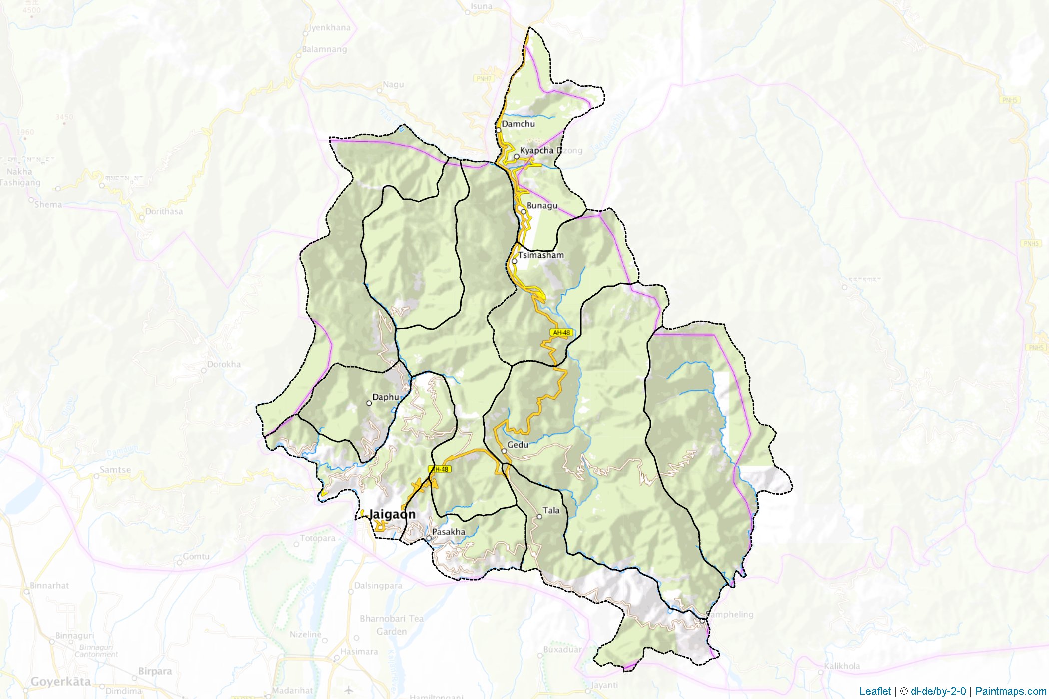 Chuka District (Bhutan) Haritası Örnekleri-1