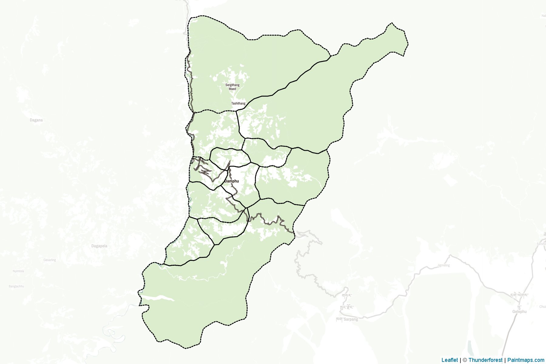 Muestras de recorte de mapas Chirang (Bhután)-2