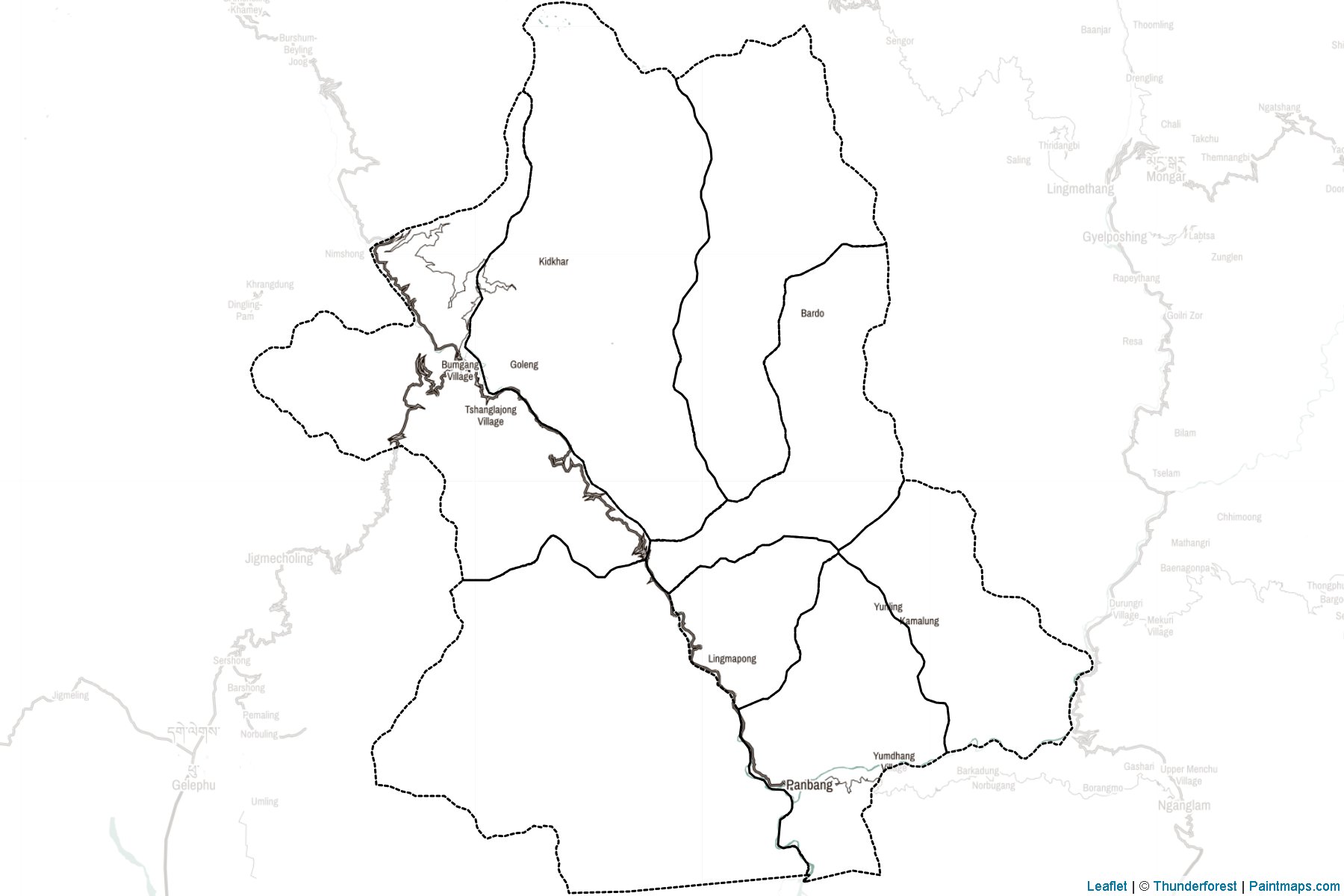 Muestras de recorte de mapas Shemgang (Bhután)-2