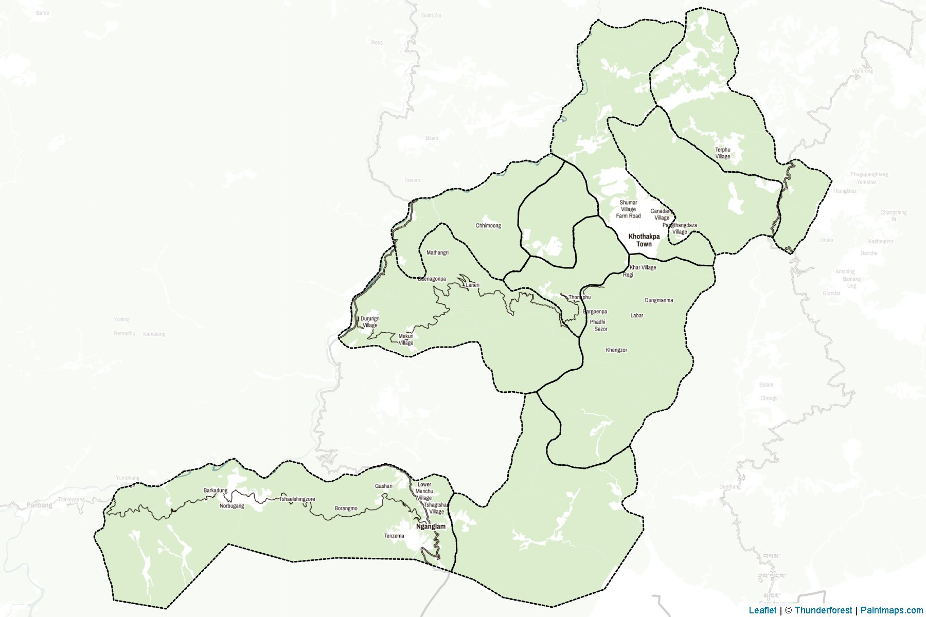 Muestras de recorte de mapas Pemagatshel (Bhután)-2