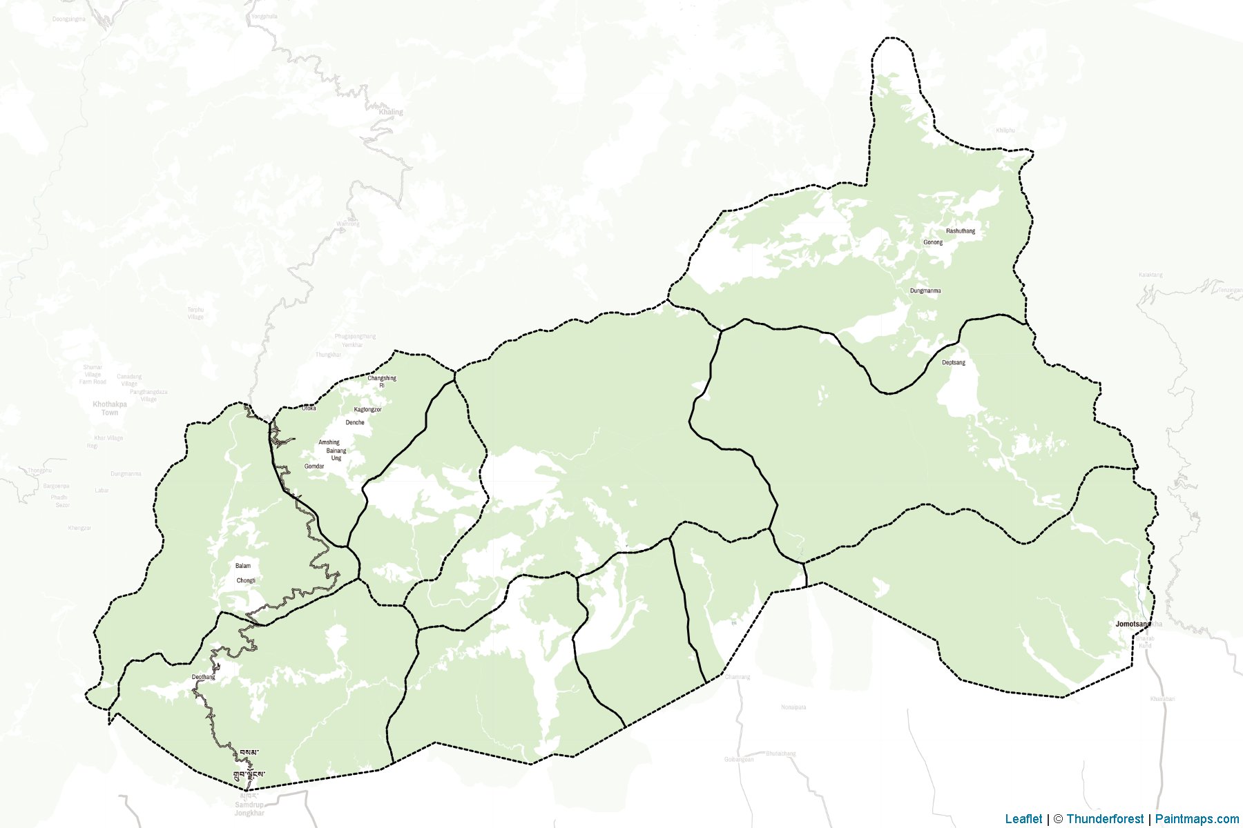 Muestras de recorte de mapas Samdrup Jongkhar (Bhután)-2