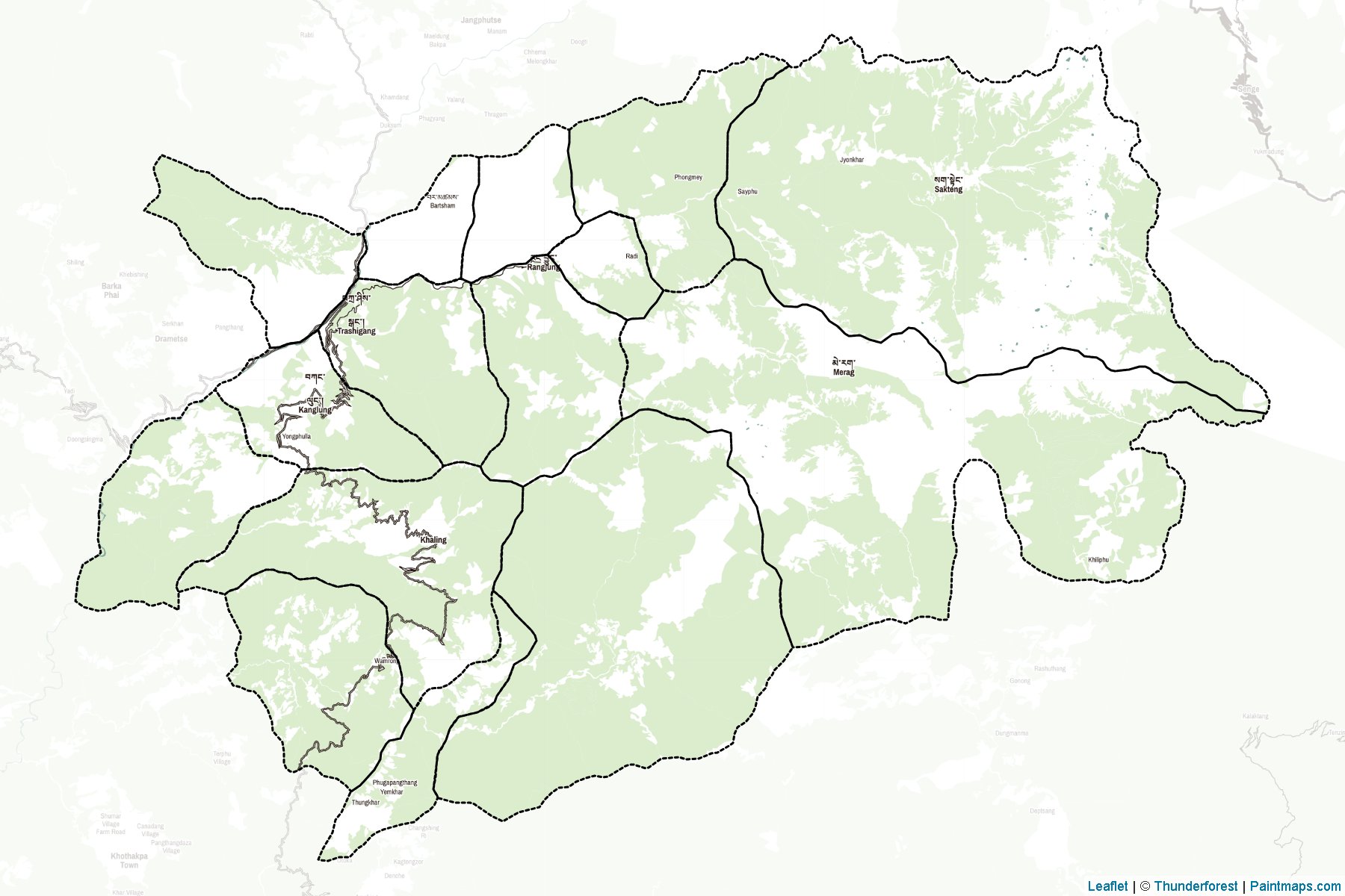 Muestras de recorte de mapas Tashigang (Bhután)-2