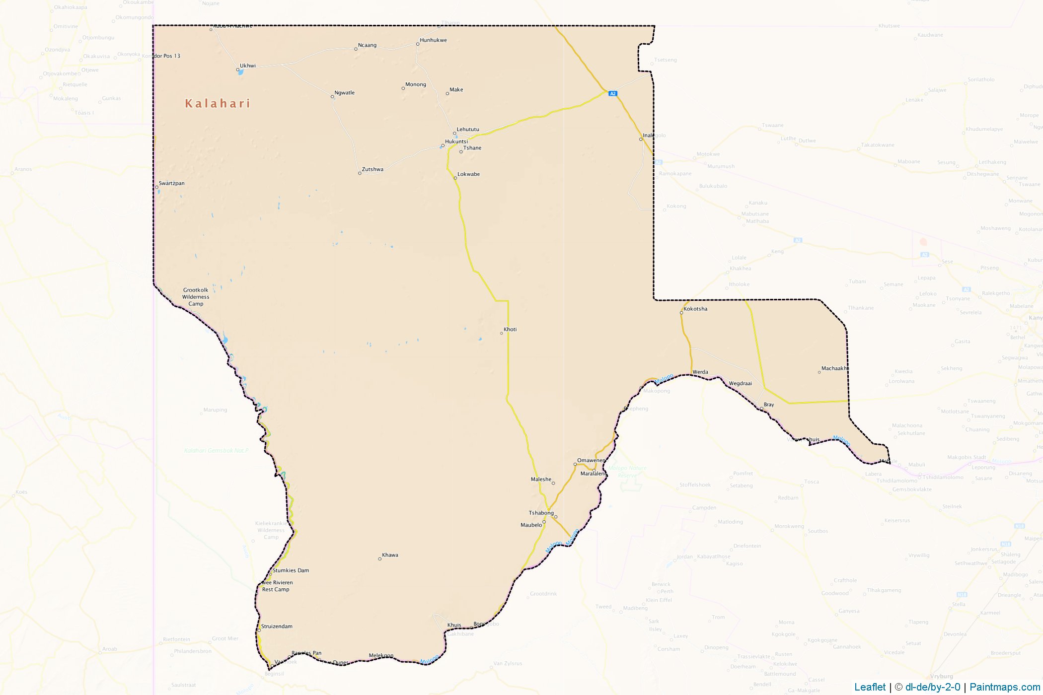 Muestras de recorte de mapas Kgalagadi (Botswana)-1