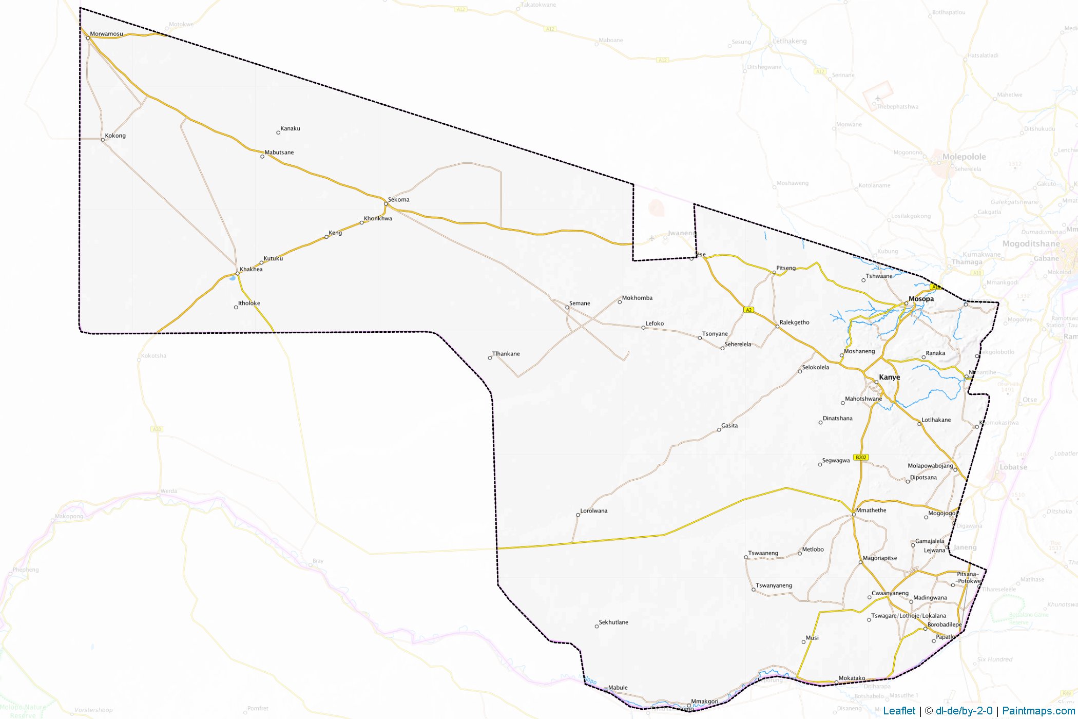 Muestras de recorte de mapas Southern (Botswana)-1