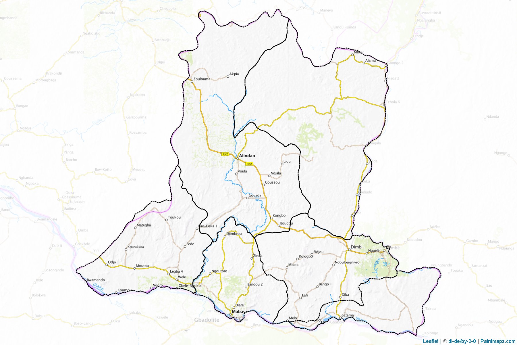 Basse-Kotto Prefecture (Orta Afrika Cumhuriyeti) Haritası Örnekleri-1