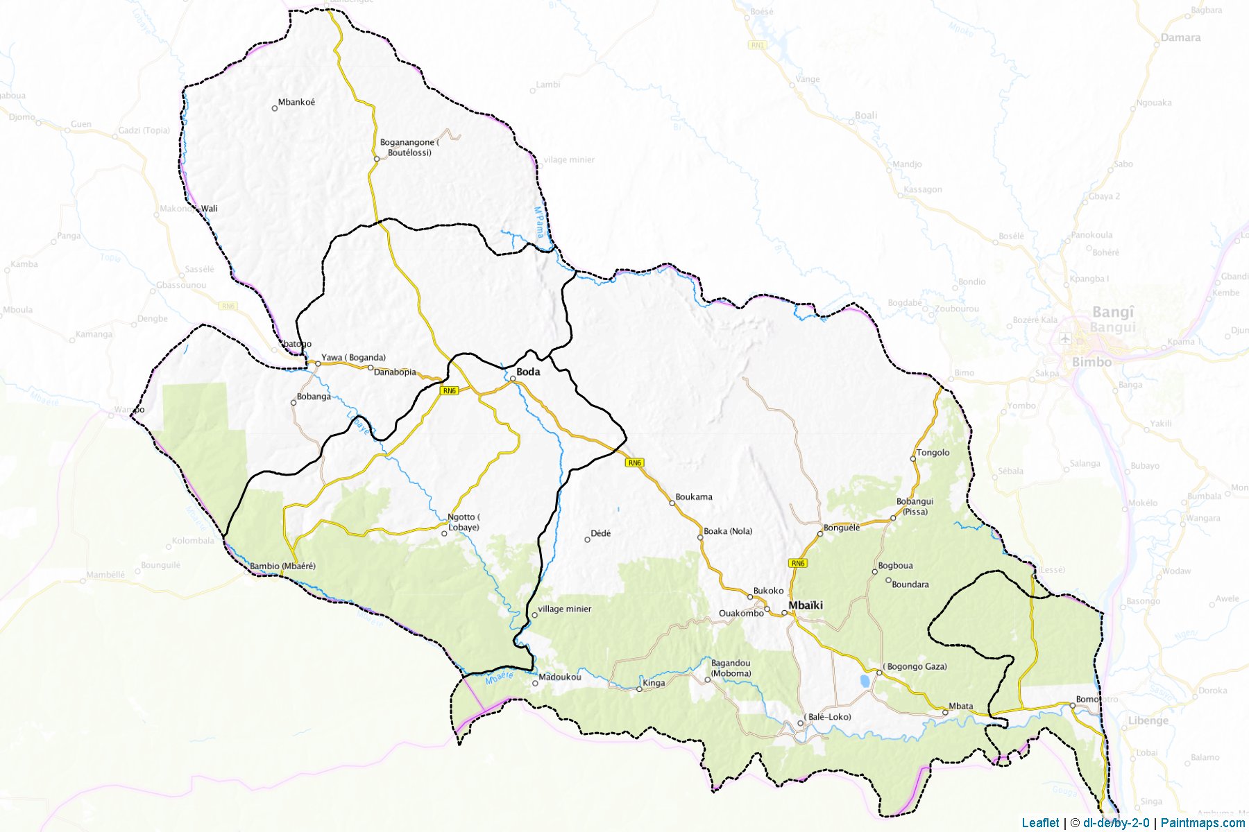 Muestras de recorte de mapas Lobaye (República Centroafricana)-1