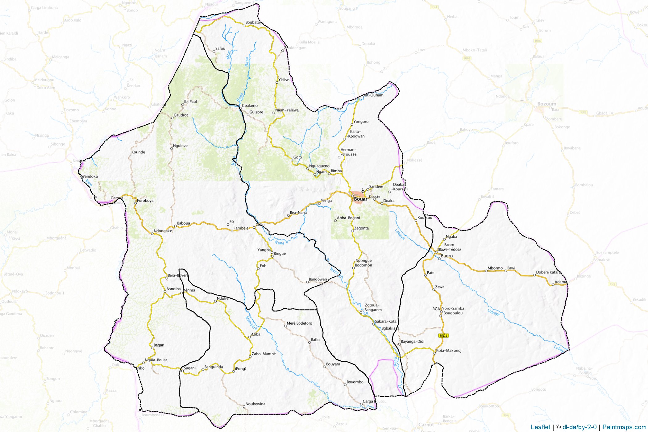 Nana-Mambéré Prefecture (Central African Republic) Map Cropping Samples-1