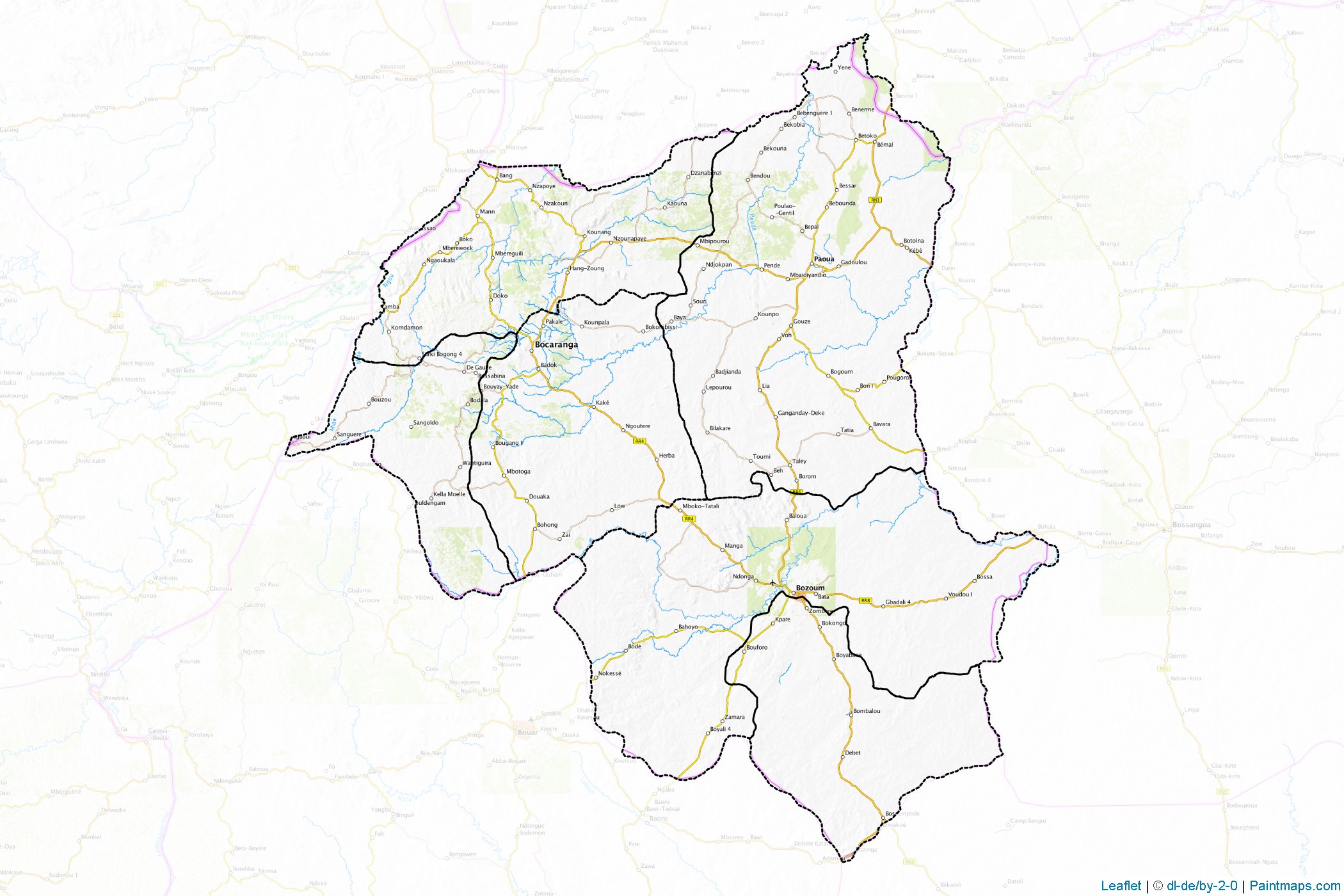 Ouham-Pendé Prefecture (Central African Republic) Map Cropping Samples-1