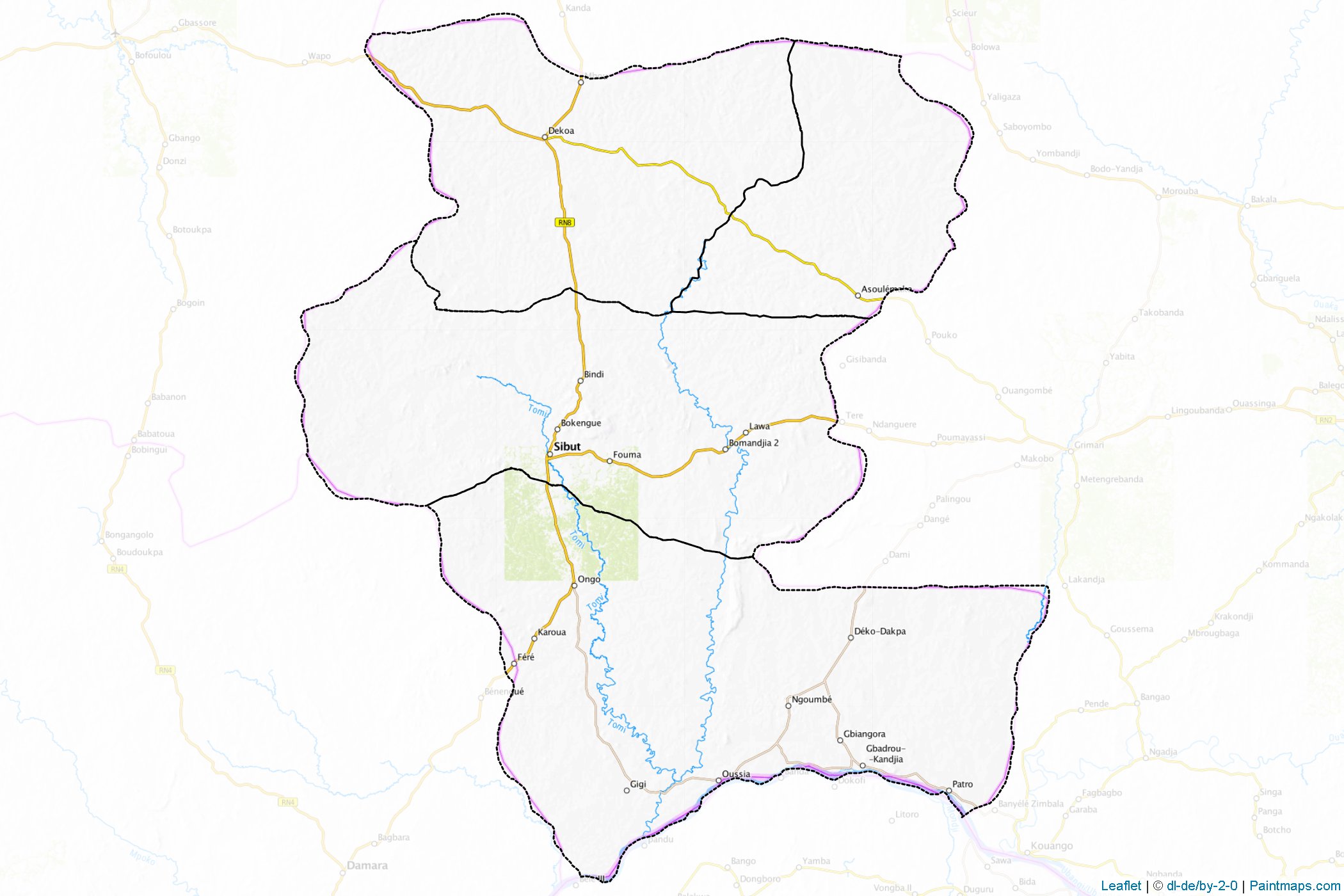 Muestras de recorte de mapas Kémo (República Centroafricana)-1