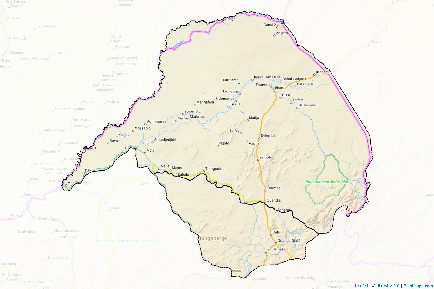 Vakaga (Orta Afrika Cumhuriyeti) Haritası Örnekleri-1