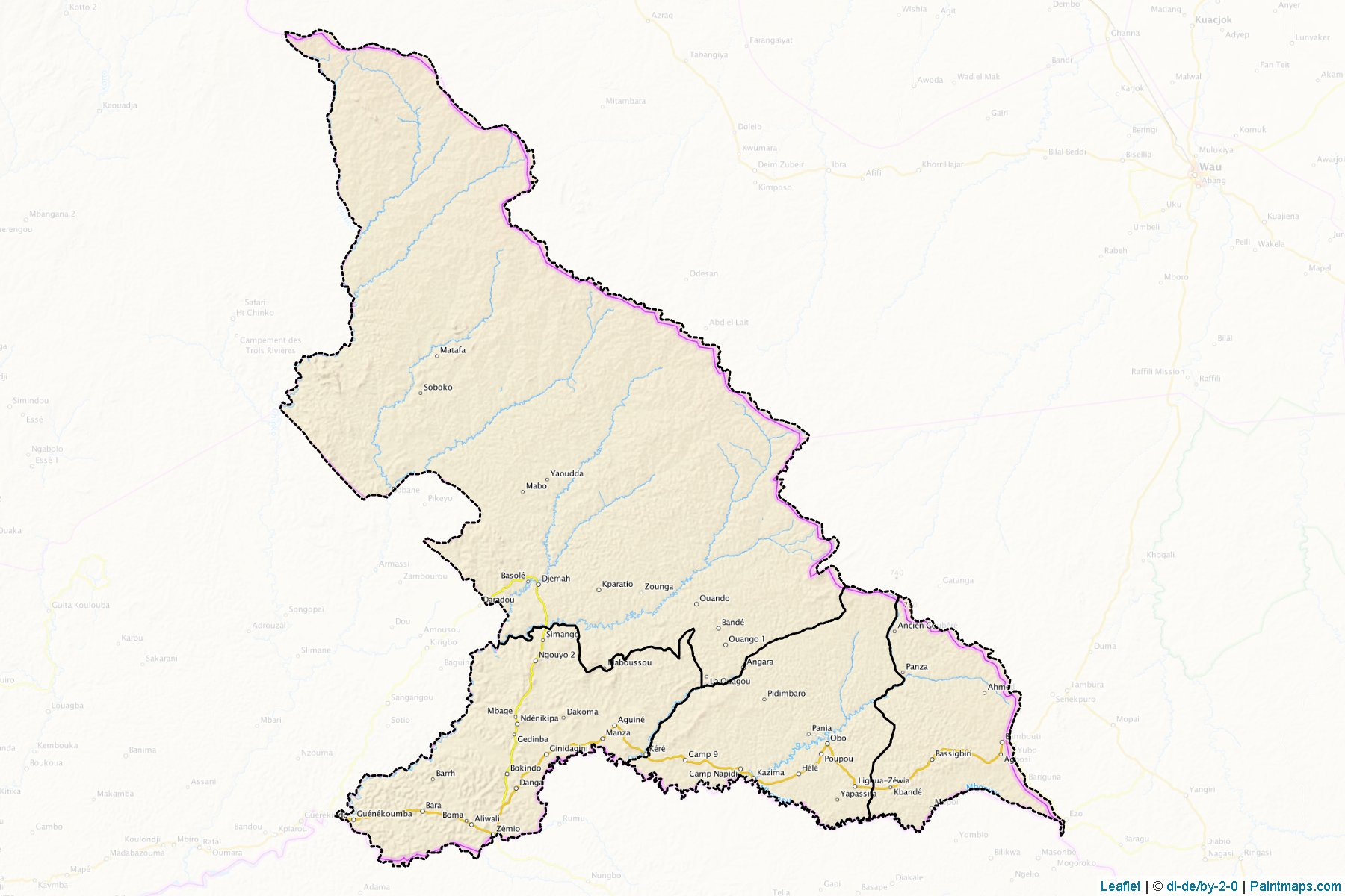 Muestras de recorte de mapas Haut-Mbomou (República Centroafricana)-1