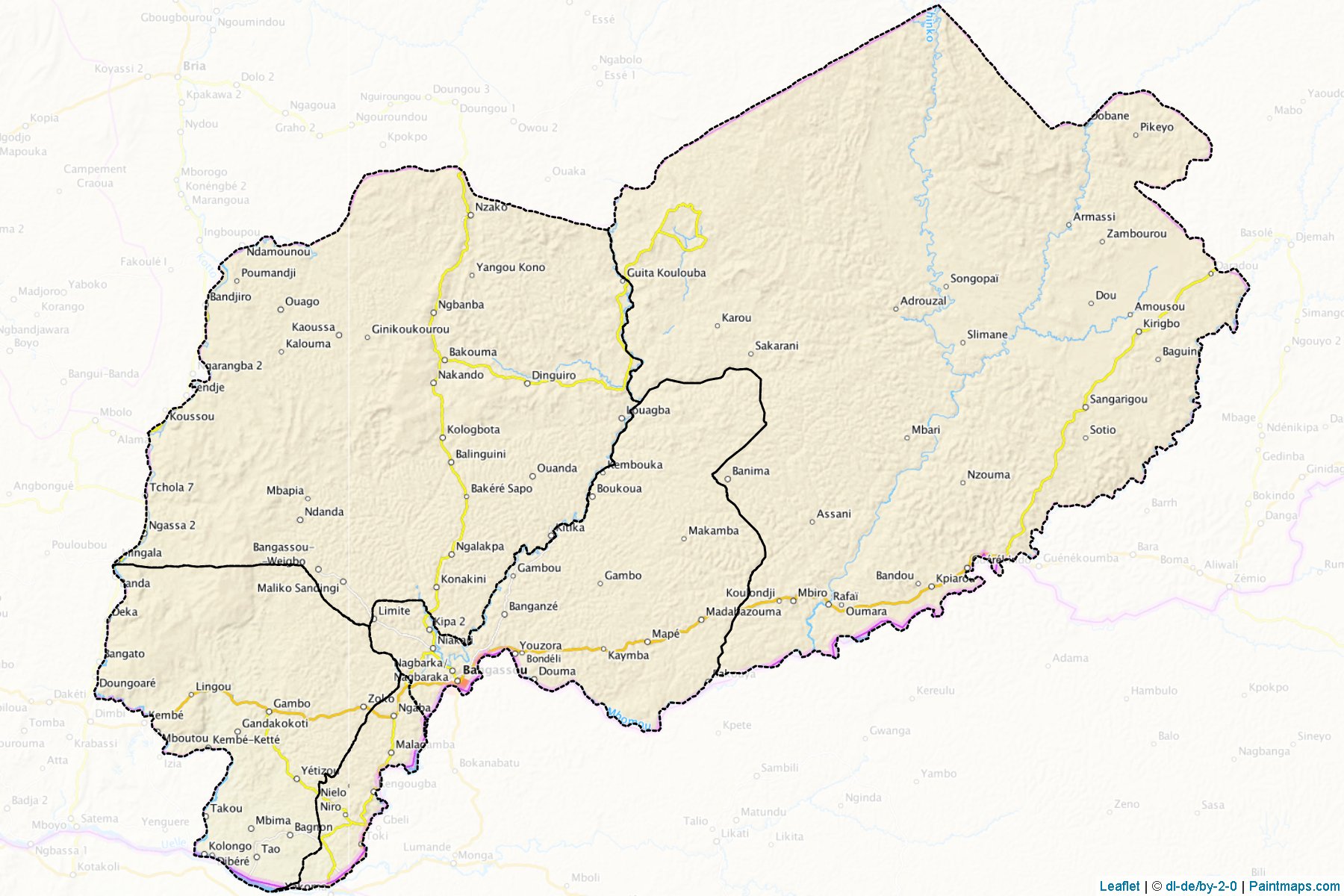 Muestras de recorte de mapas Mbomou (República Centroafricana)-1