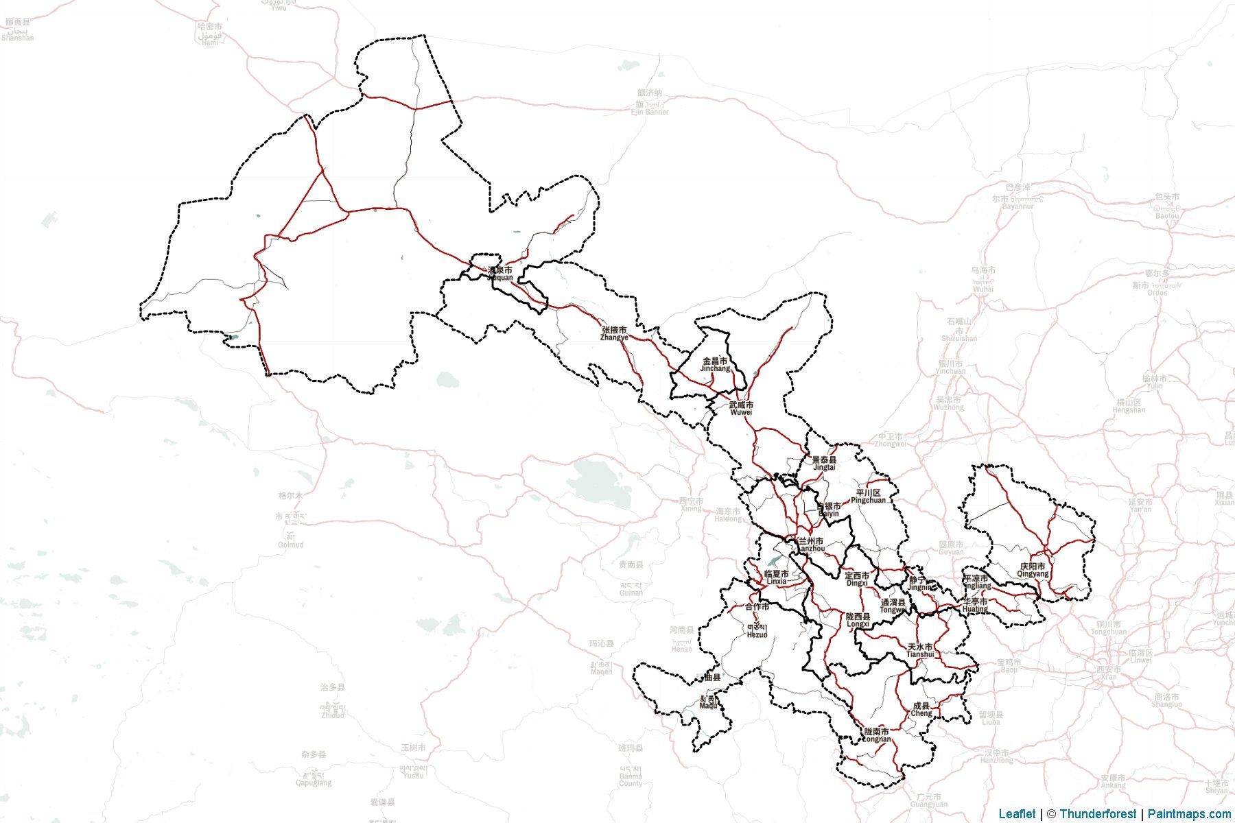 Muestras de recorte de mapas Gansu (China)-2