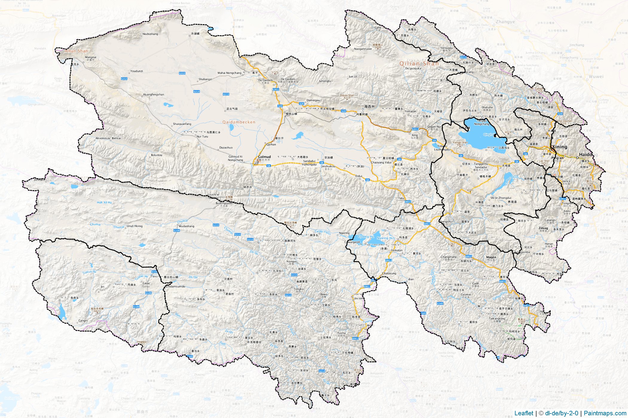 Muestras de recorte de mapas Qinghai (China)-1