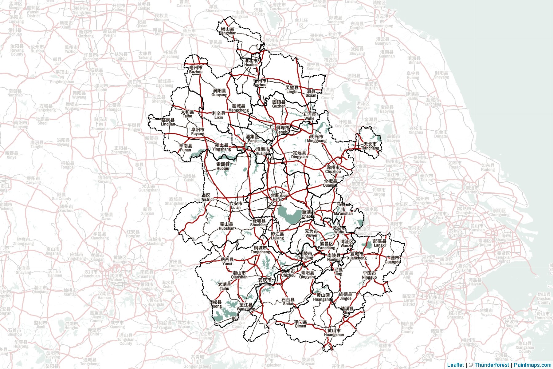 Anhui (Çin Halk Cumhuriyeti) Haritası Örnekleri-2