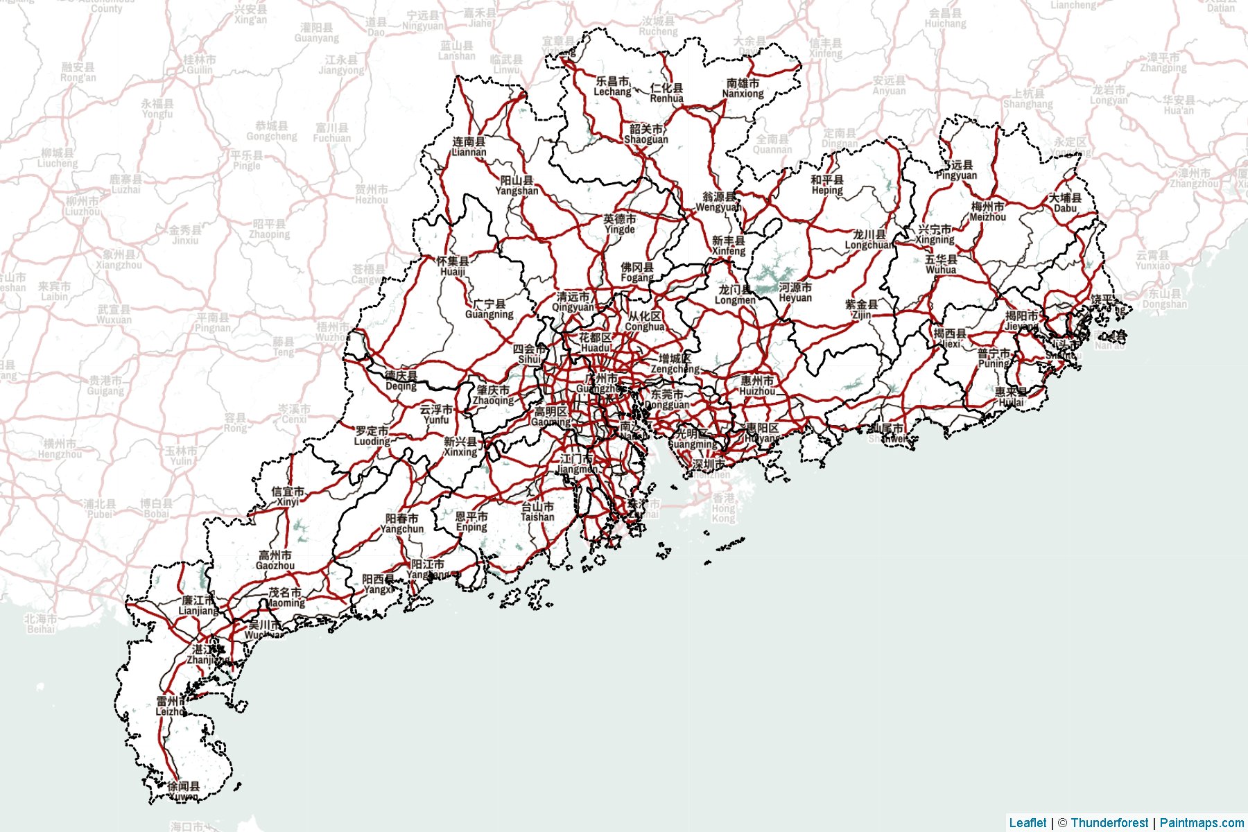 Muestras de recorte de mapas Guangdong (China)-2