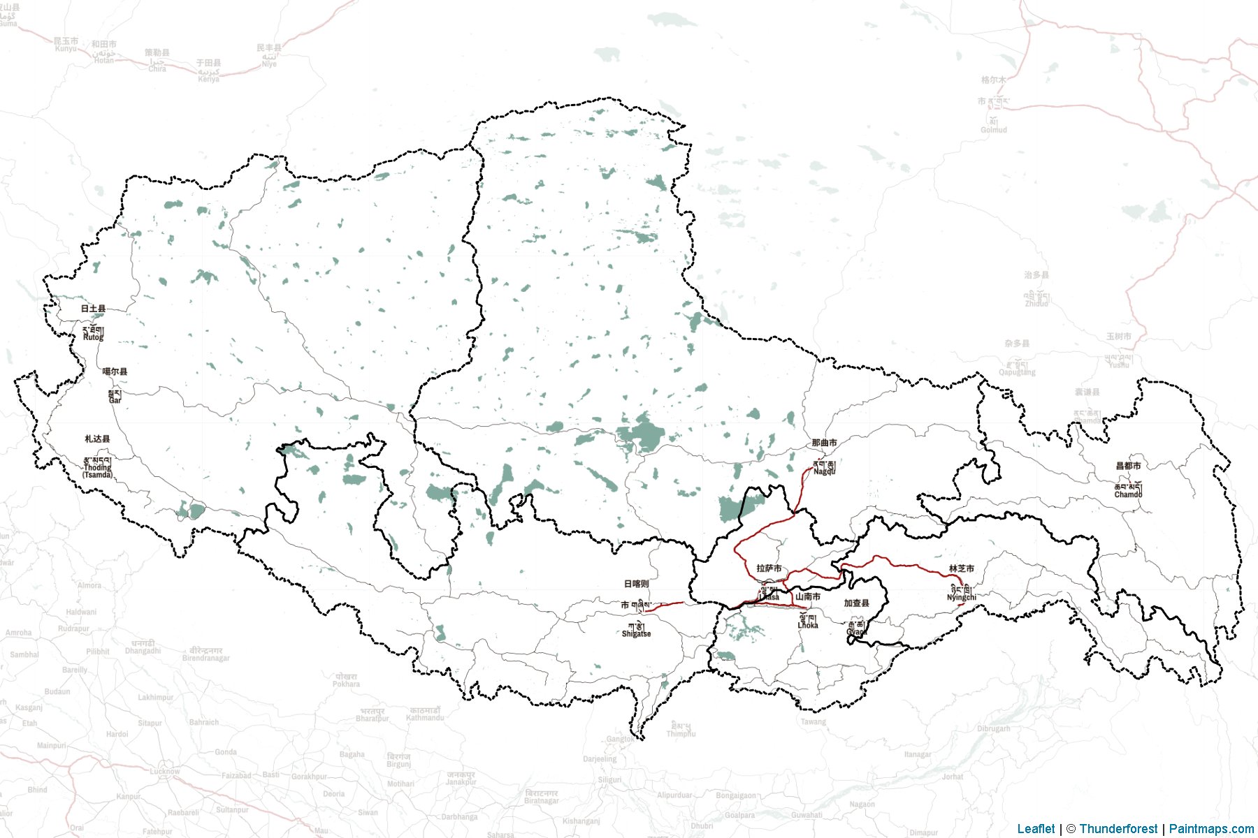 Tibet (Çin Halk Cumhuriyeti) Haritası Örnekleri-2