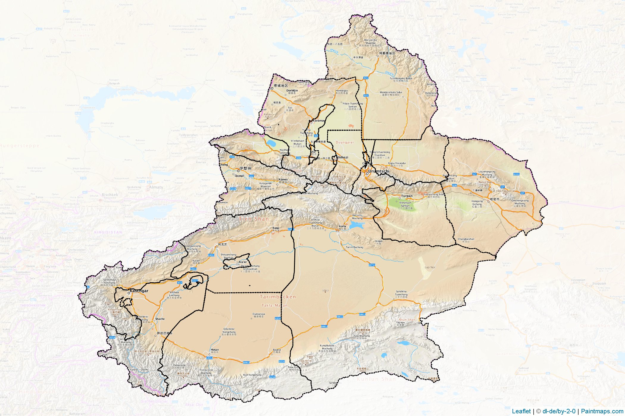 Xinjiang Uyghur (China) Map Cropping Samples-1