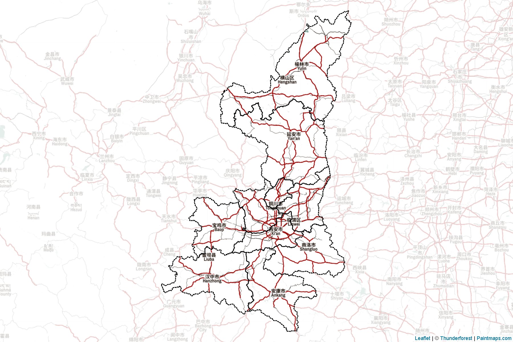 Muestras de recorte de mapas Shaanxi (China)-2