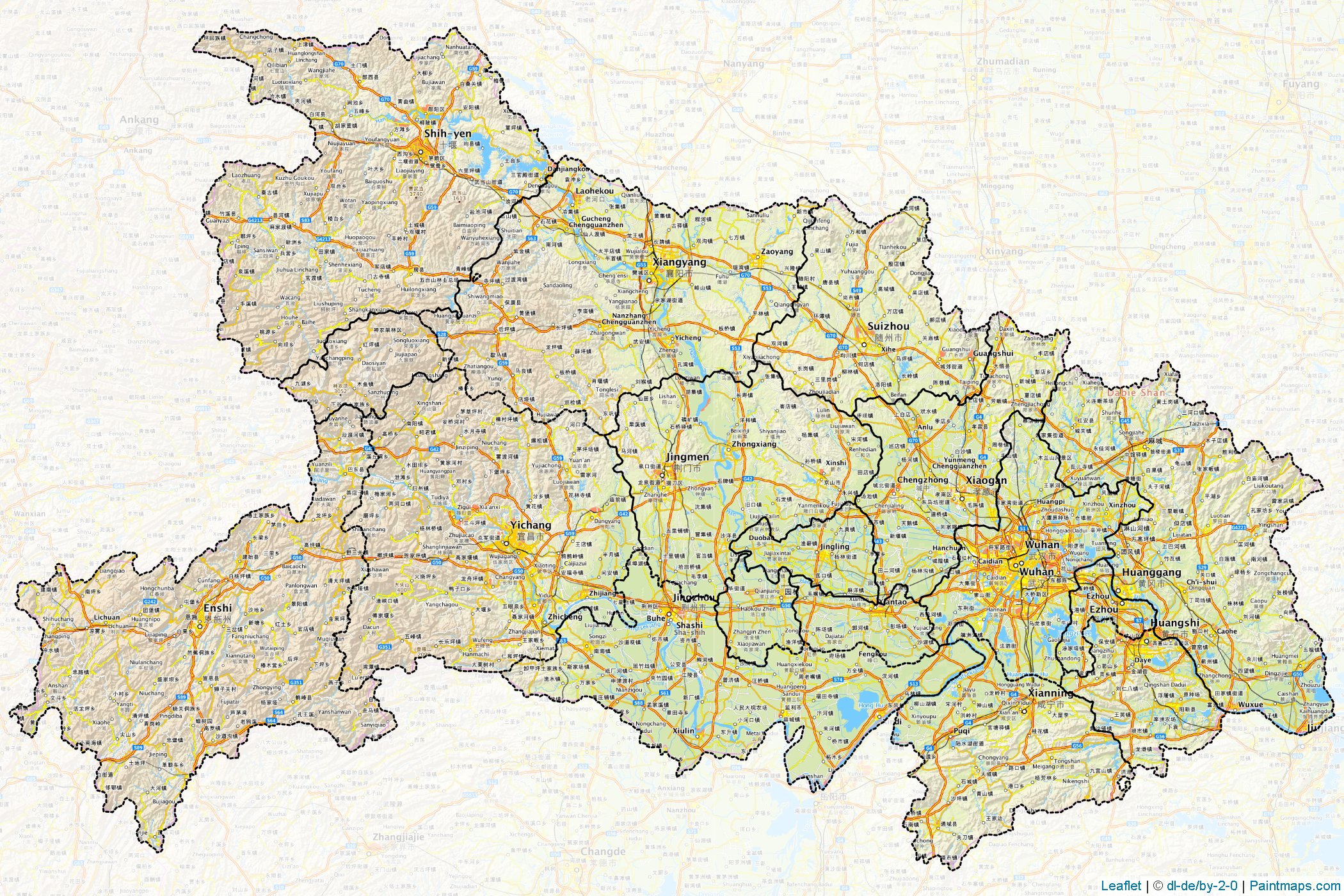 Muestras de recorte de mapas Hubei (China)-1