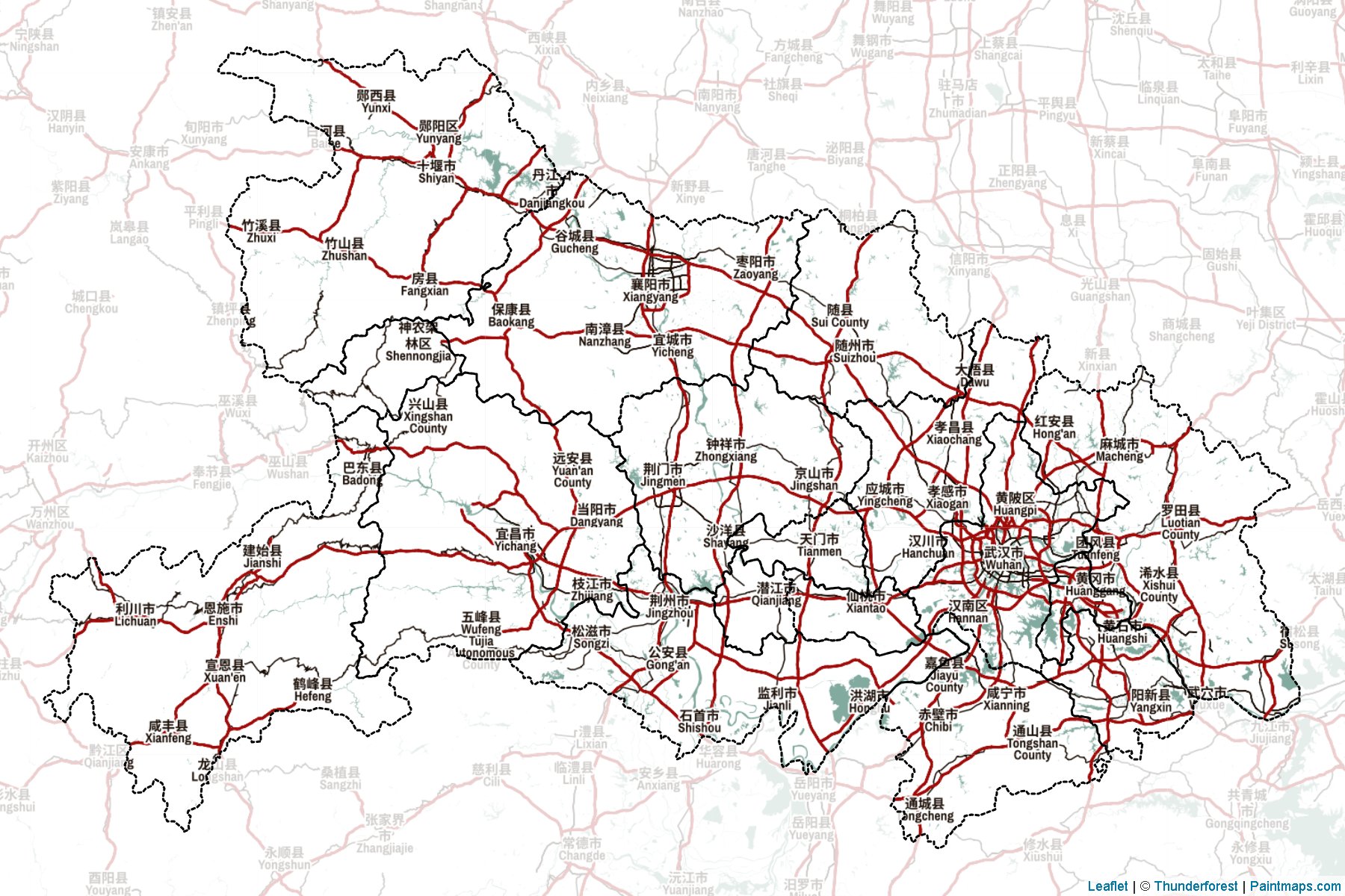 Muestras de recorte de mapas Hubei (China)-2