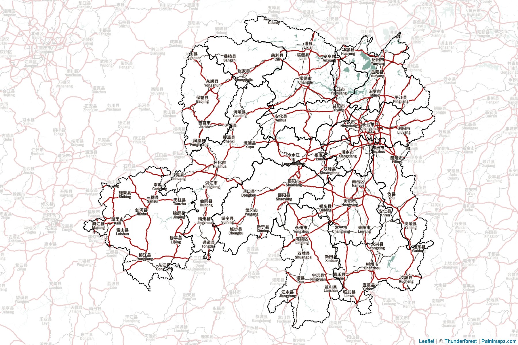 Muestras de recorte de mapas Hunan (China)-2