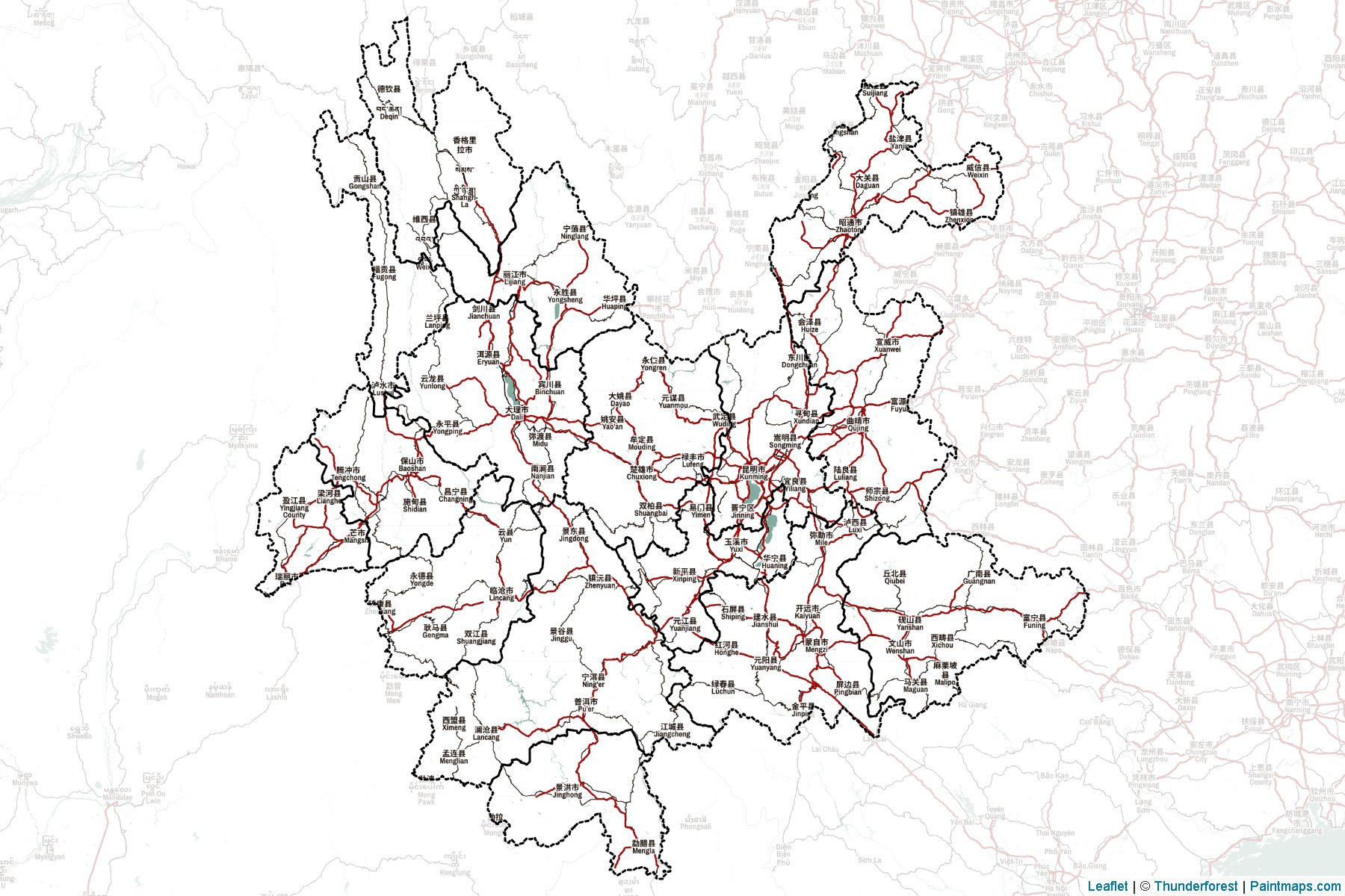 Muestras de recorte de mapas Yunnan (China)-2