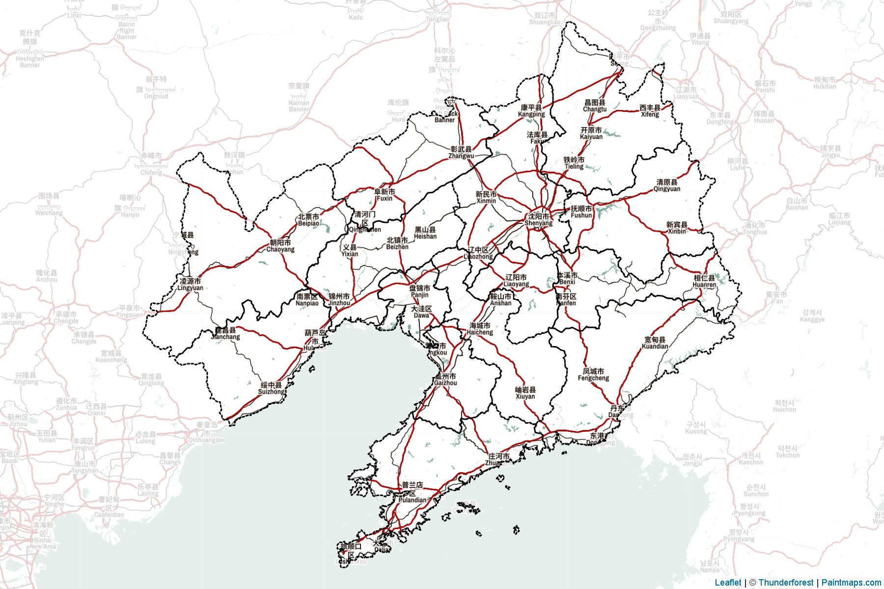 Muestras de recorte de mapas Liaoning (China)-2