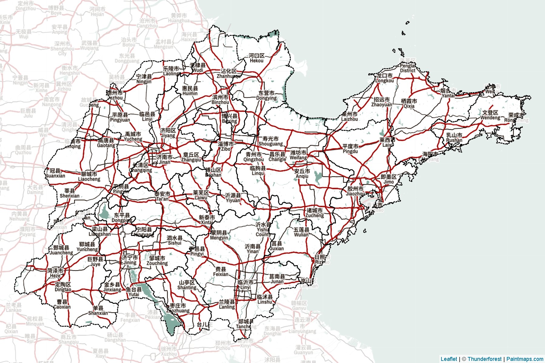 Muestras de recorte de mapas Shandong (China)-2