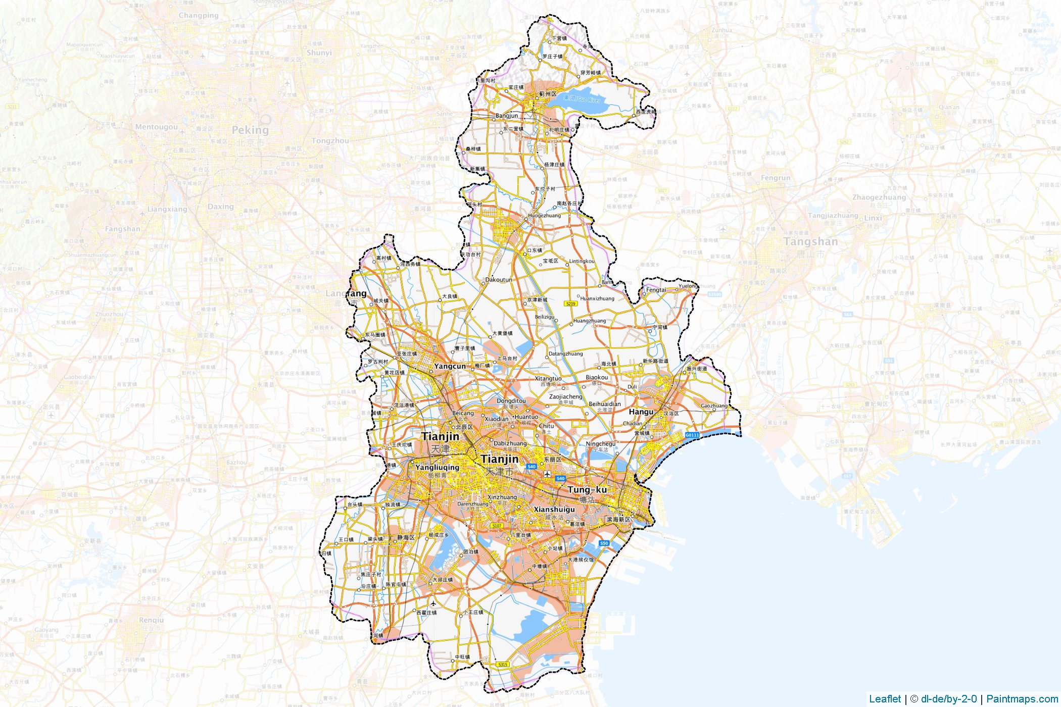 Muestras de recorte de mapas Tianjin (China)-1