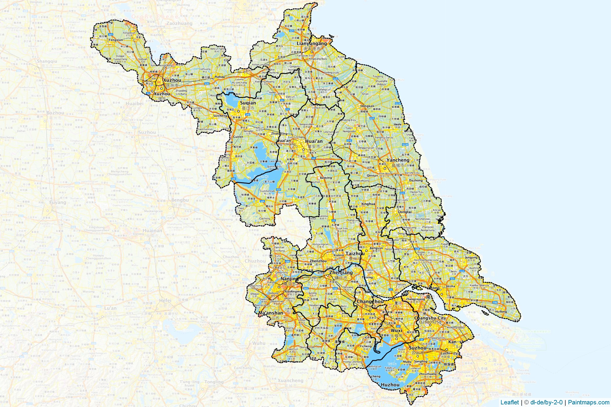 Muestras de recorte de mapas Jiangsu (China)-1