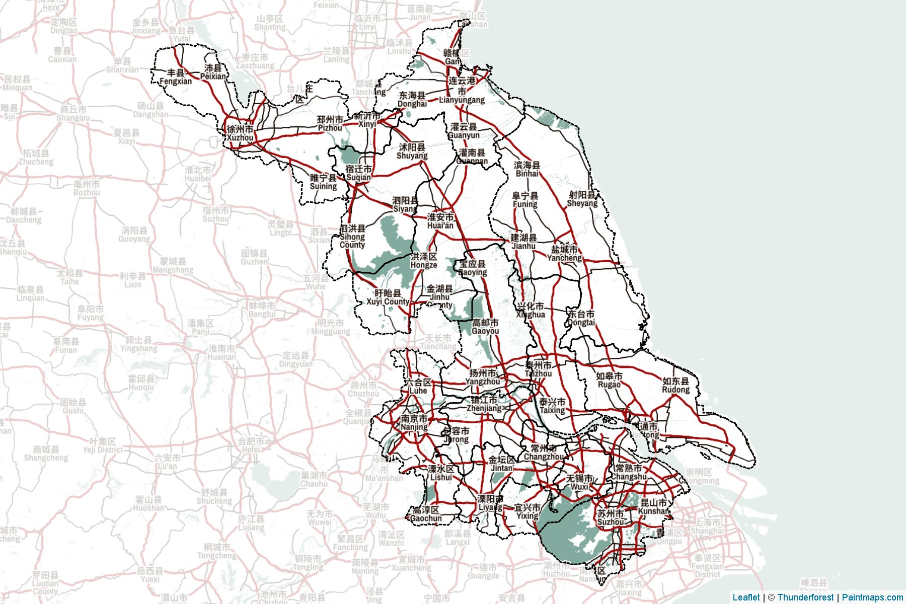 Muestras de recorte de mapas Jiangsu (China)-2