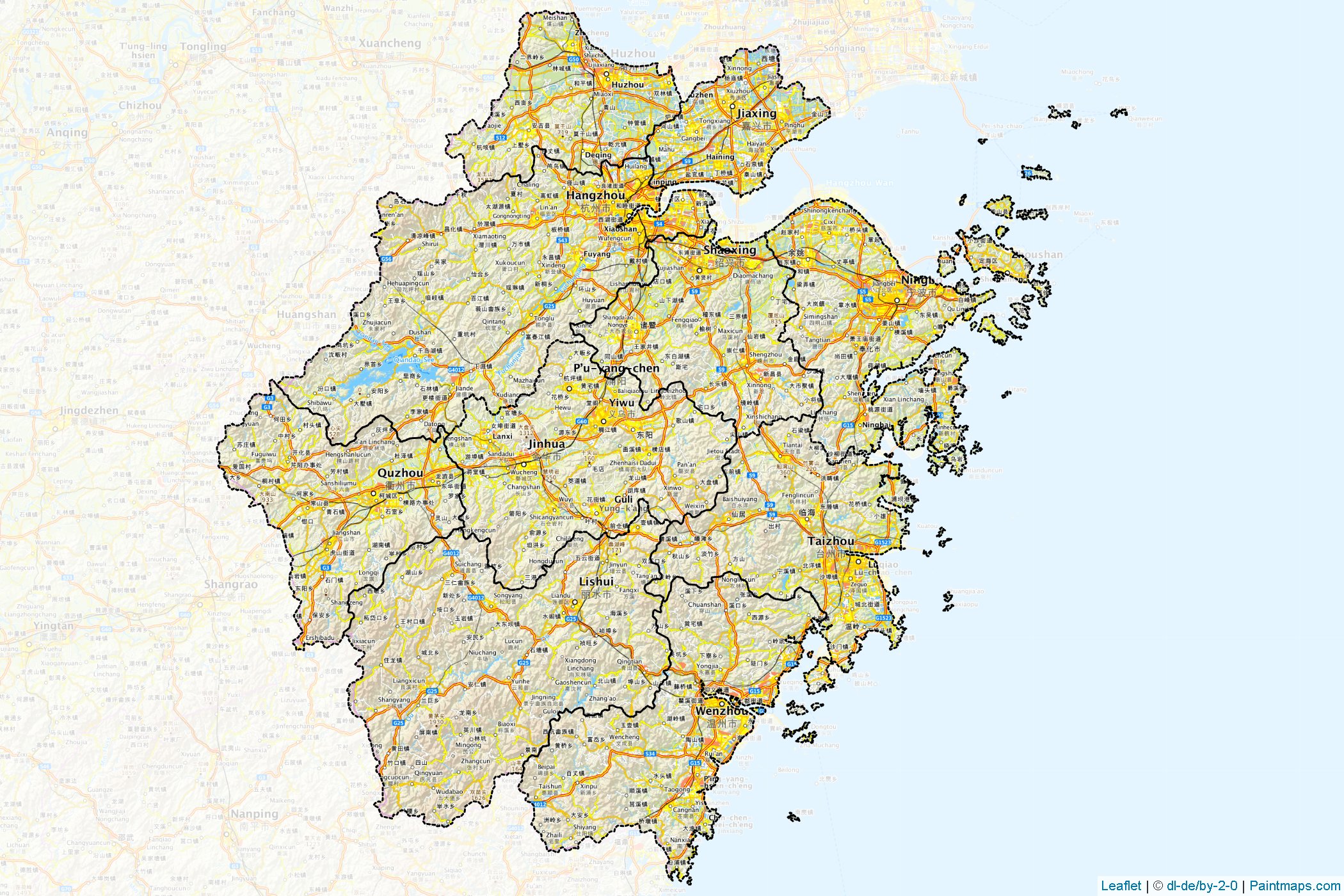 Muestras de recorte de mapas Zhejiang (China)-1