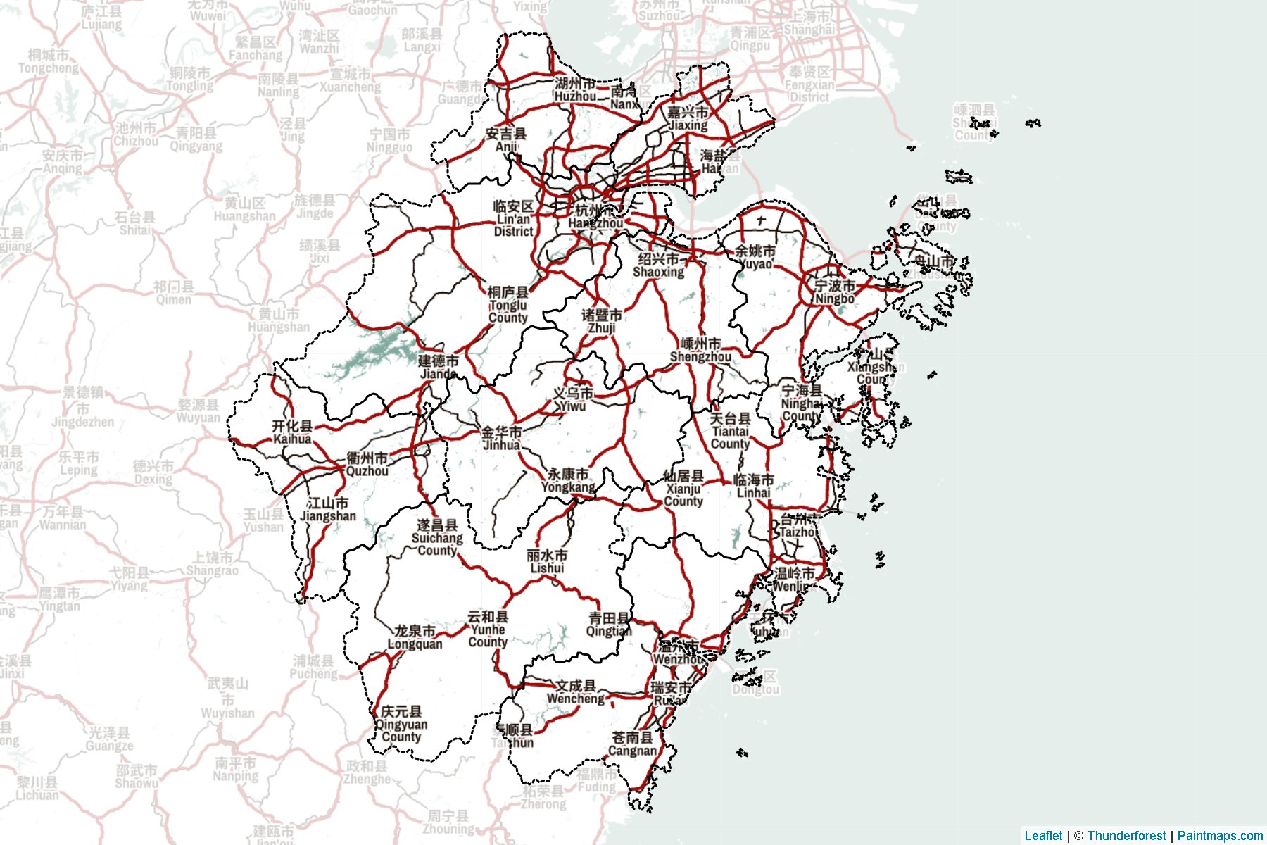 Muestras de recorte de mapas Zhejiang (China)-2