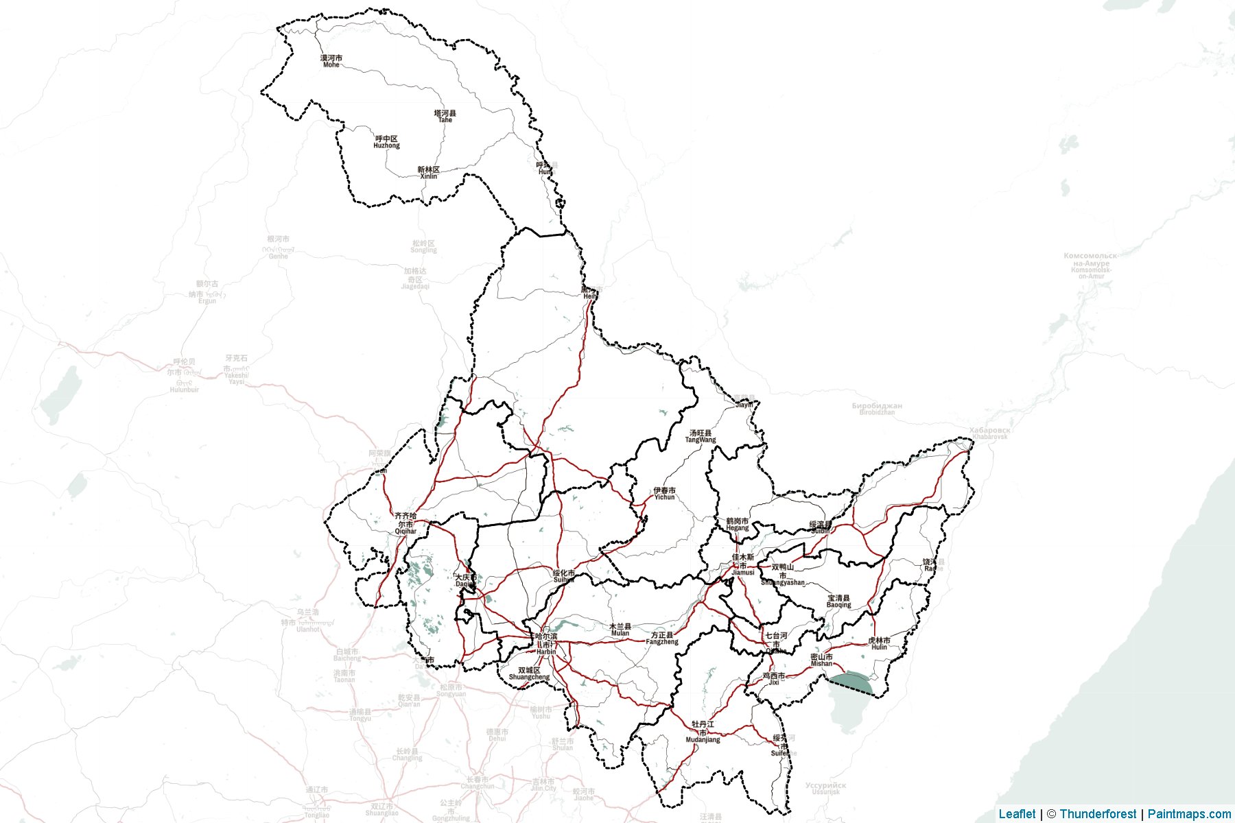 Heilongjiang (China) Map Cropping Samples-2