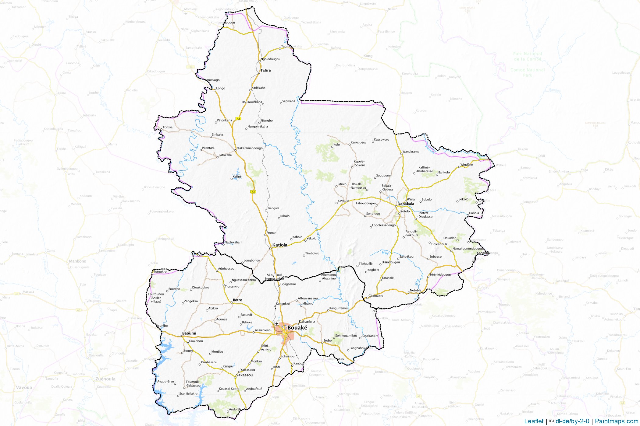 Muestras de recorte de mapas Valle Du Bandama (Costa de Marfil)-1